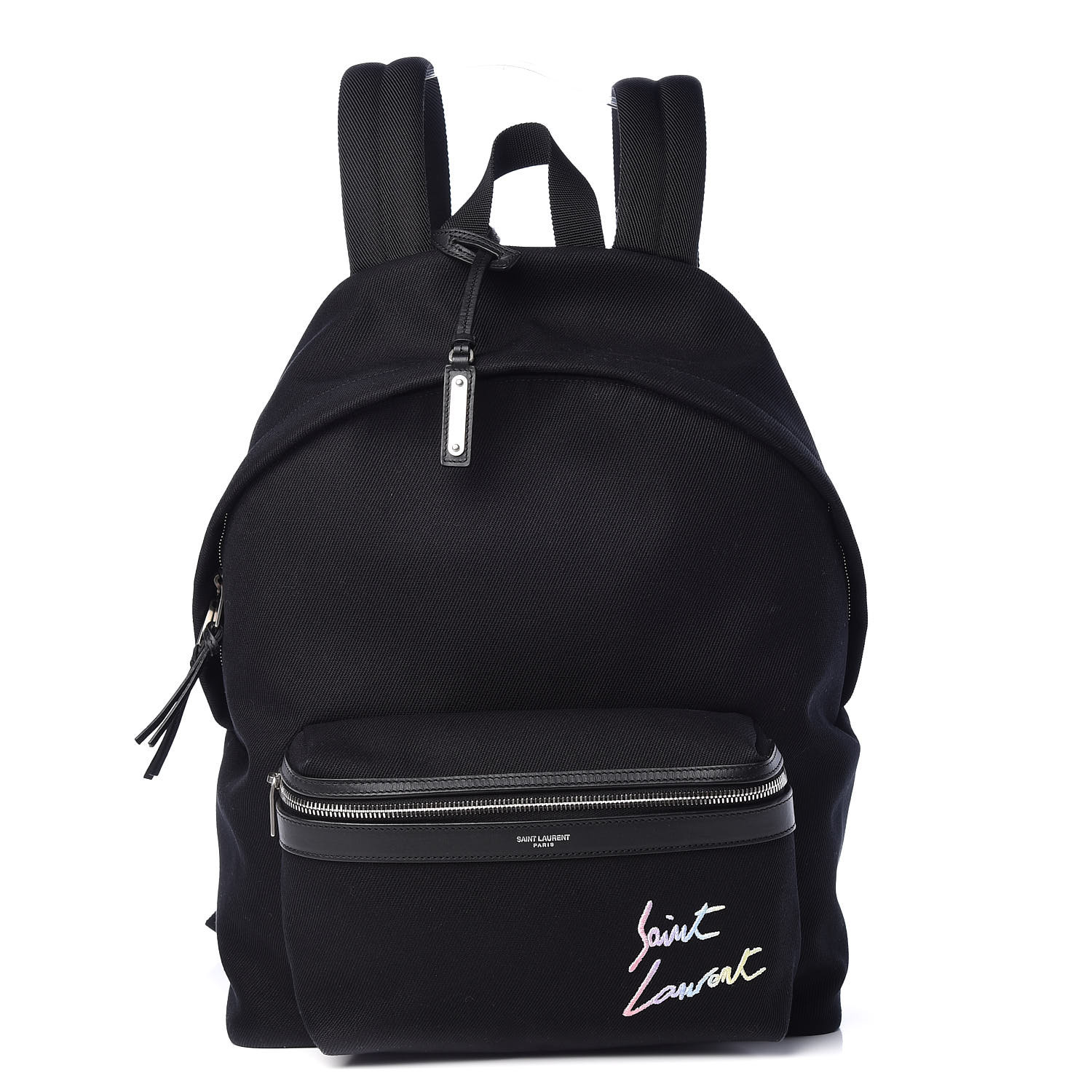 saint laurent embroidered city backpack in canvas