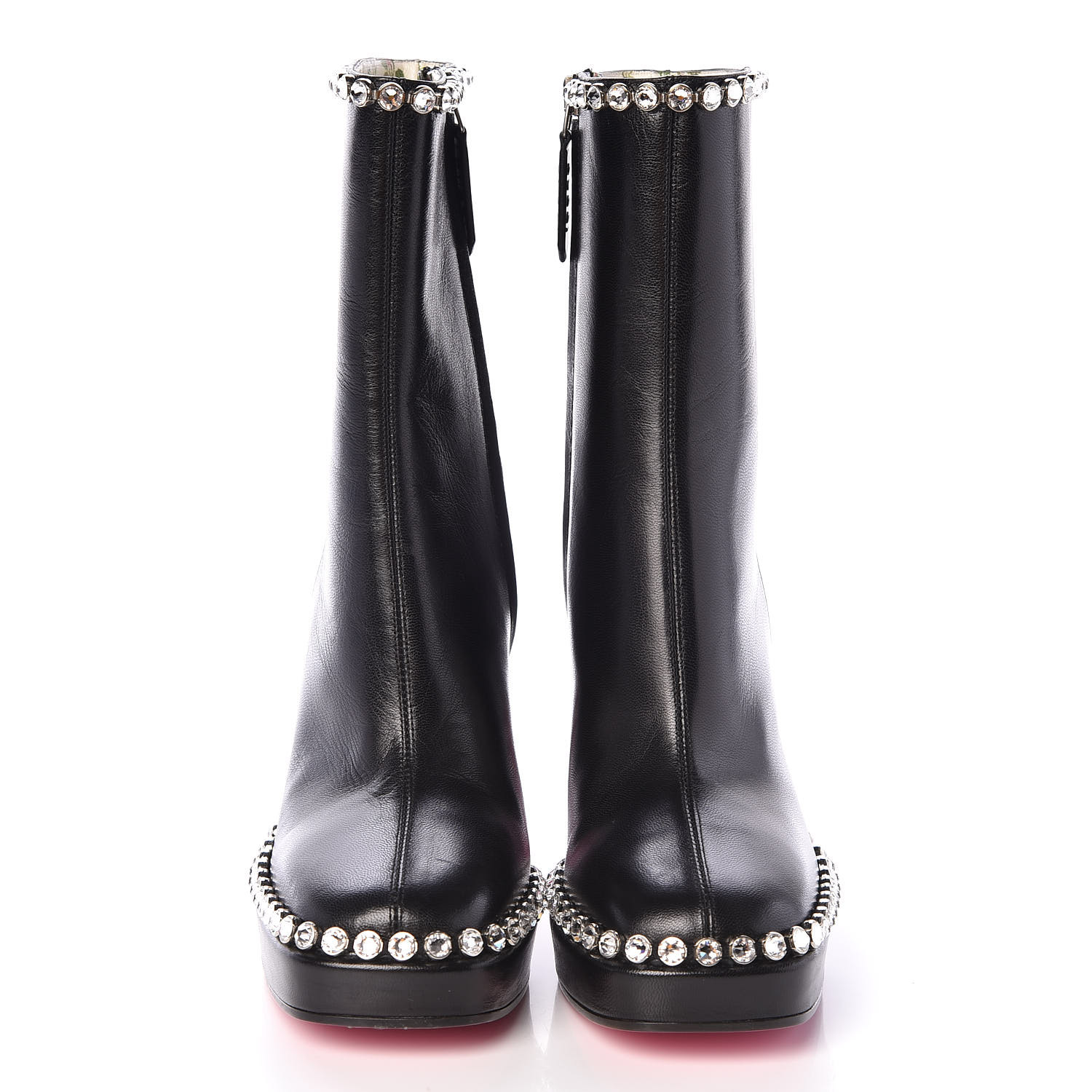 GUCCI Malaga Kid Olympia Crystal Embellished Boots 35 Black 445623