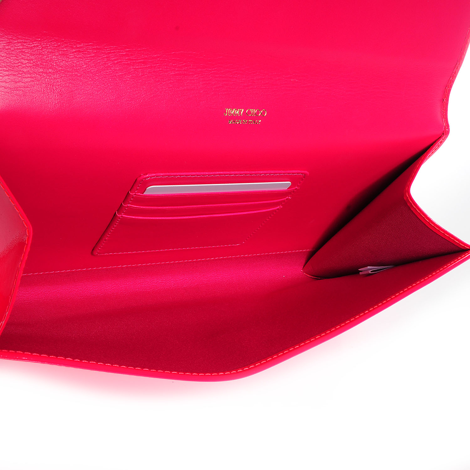 JIMMY CHOO Patent Leather Reese Flap Clutch Neon Fuchsia 66447