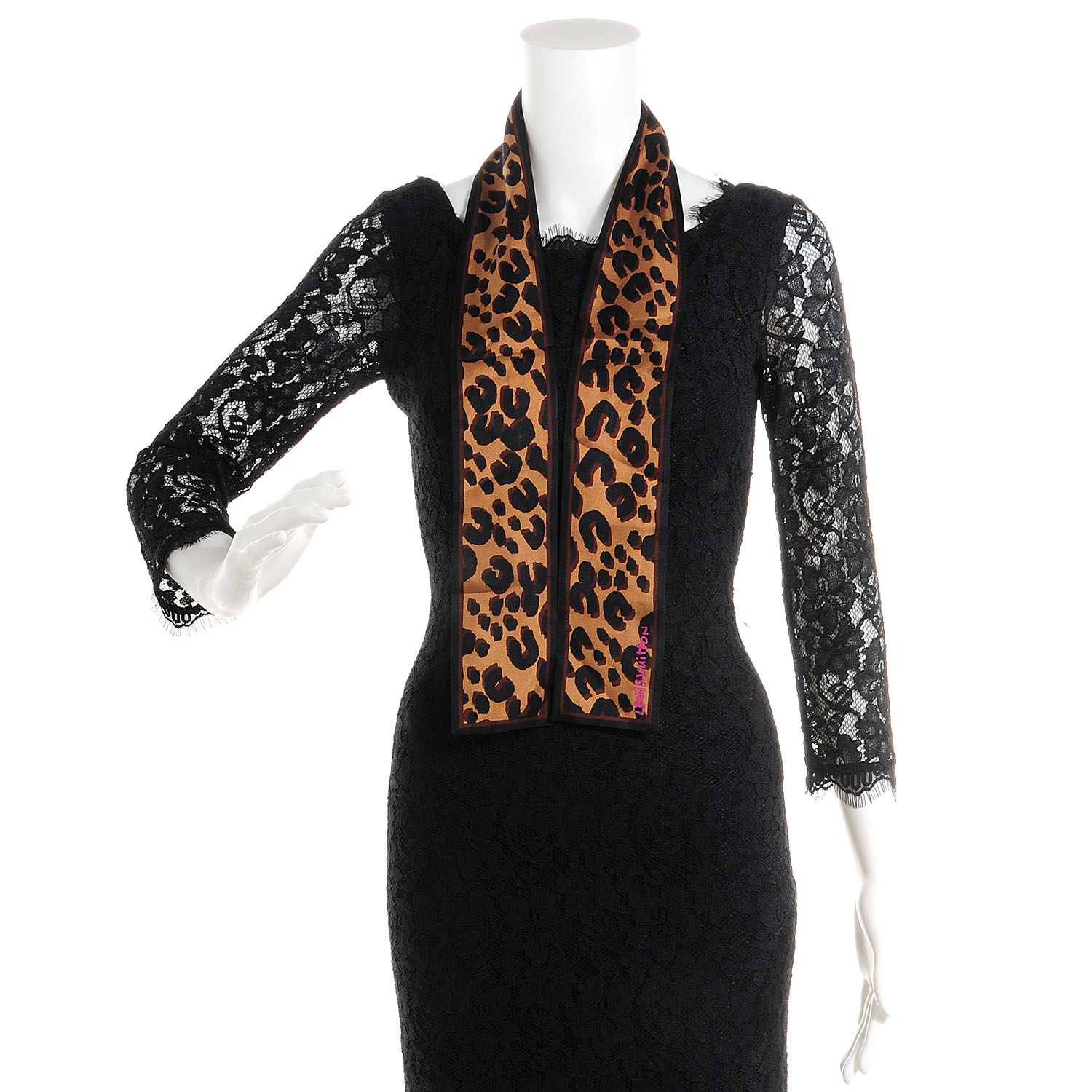 Louis Vuitton Leopard Silk and Brown Fox Fur Stole Scarf - Yoogi's
