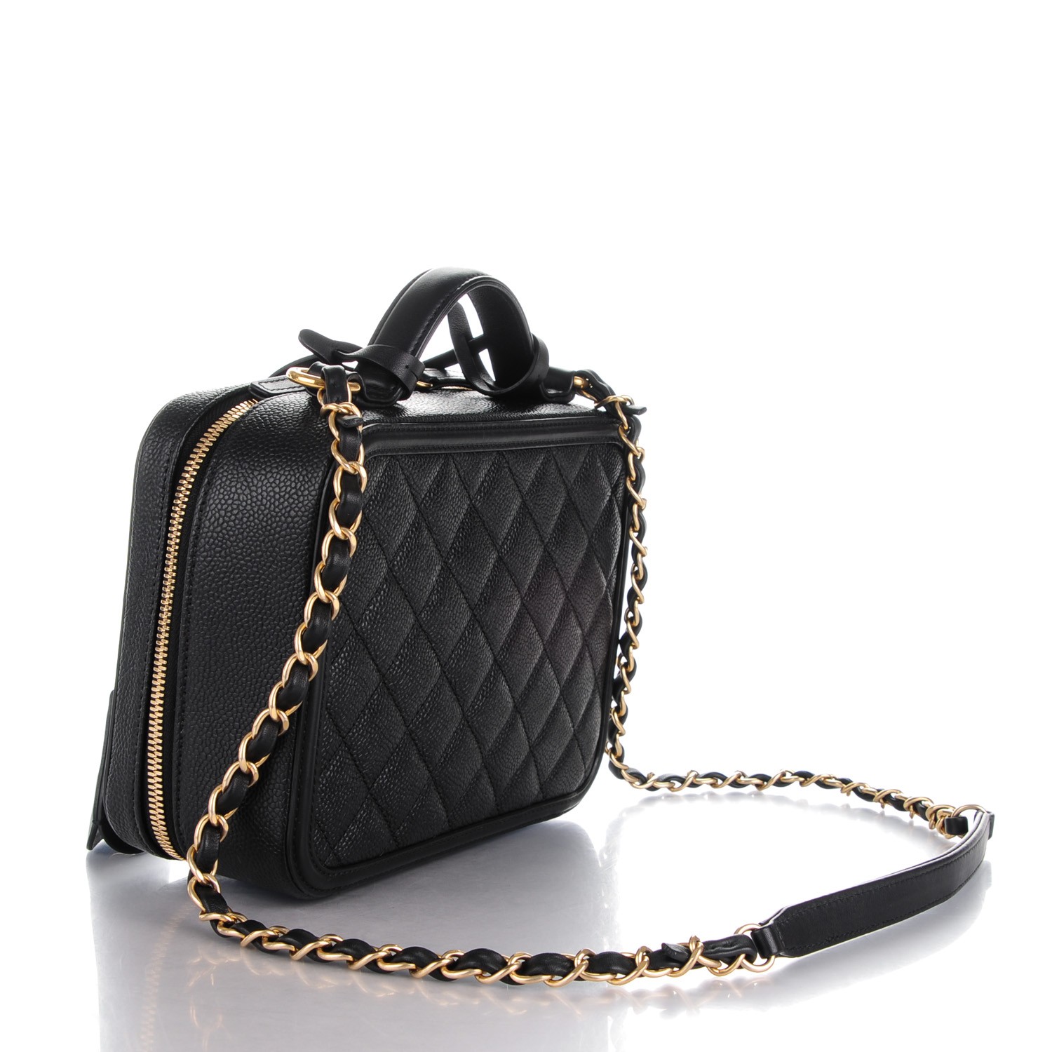 chanel caviar quilted medium cc filigree vanity case