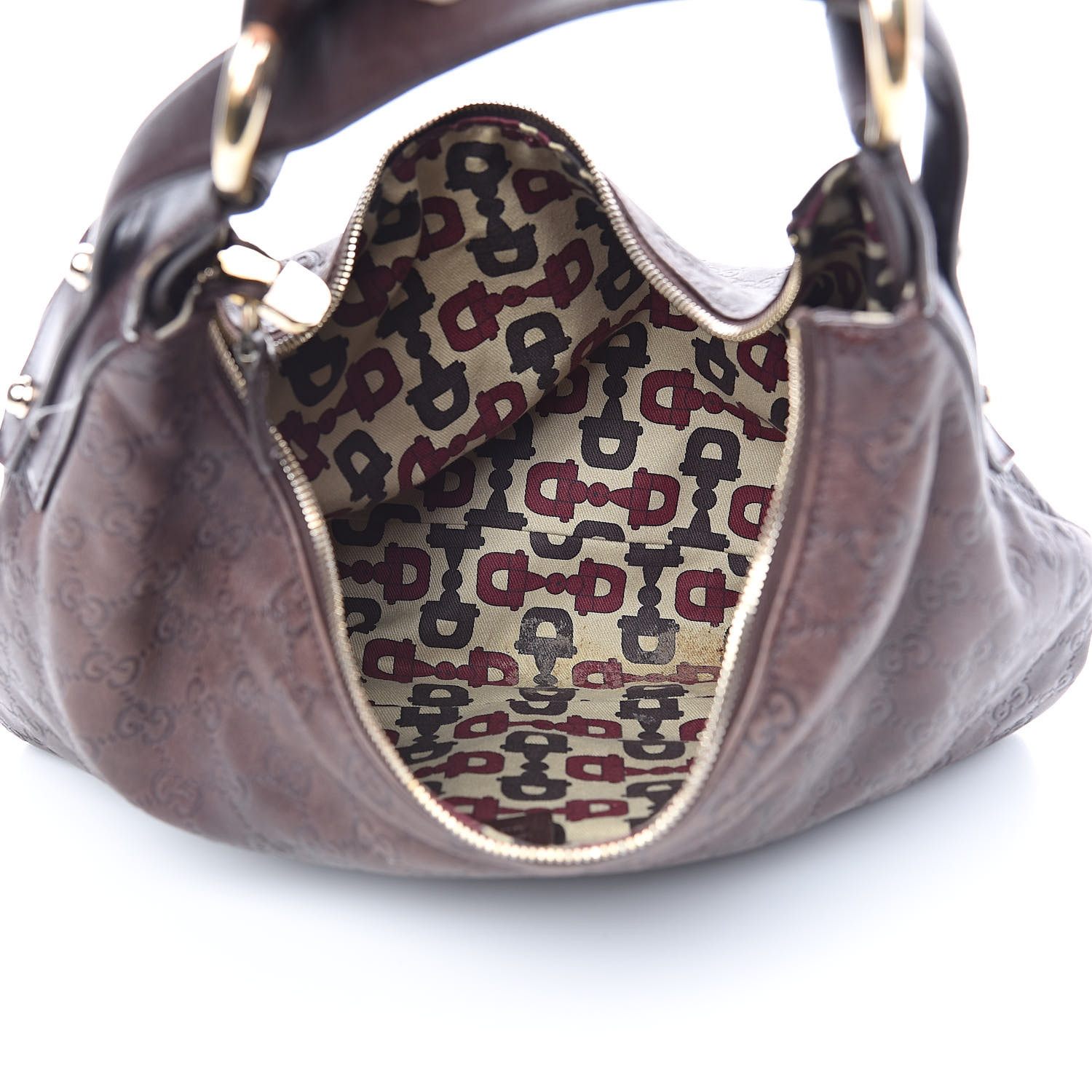 Gucci Guccissima Medium Horsebit Chain Hobo Dark Brown 521080