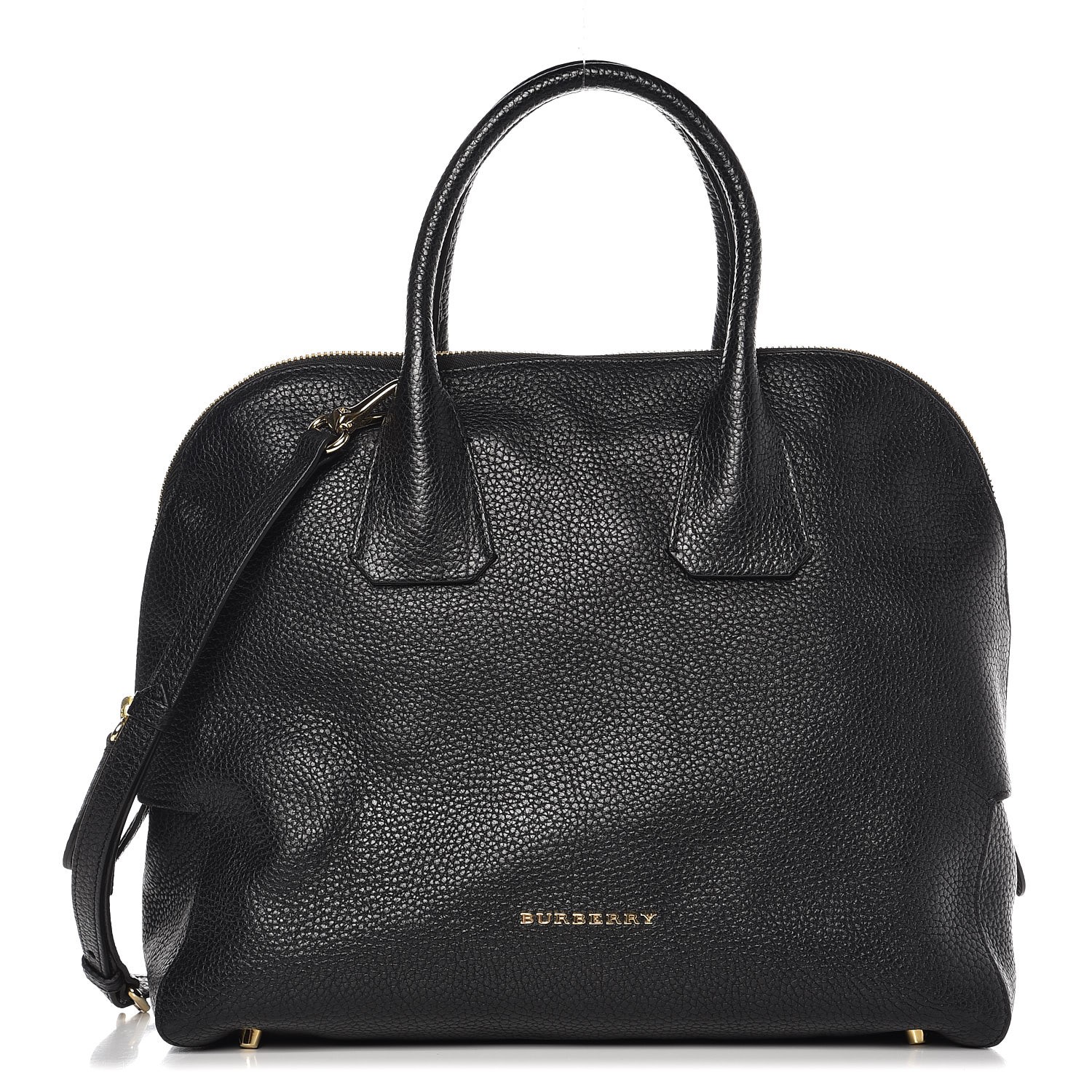 BURBERRY London Grainy Calfskin Medium Greenwood Bowling Bag Black 324130