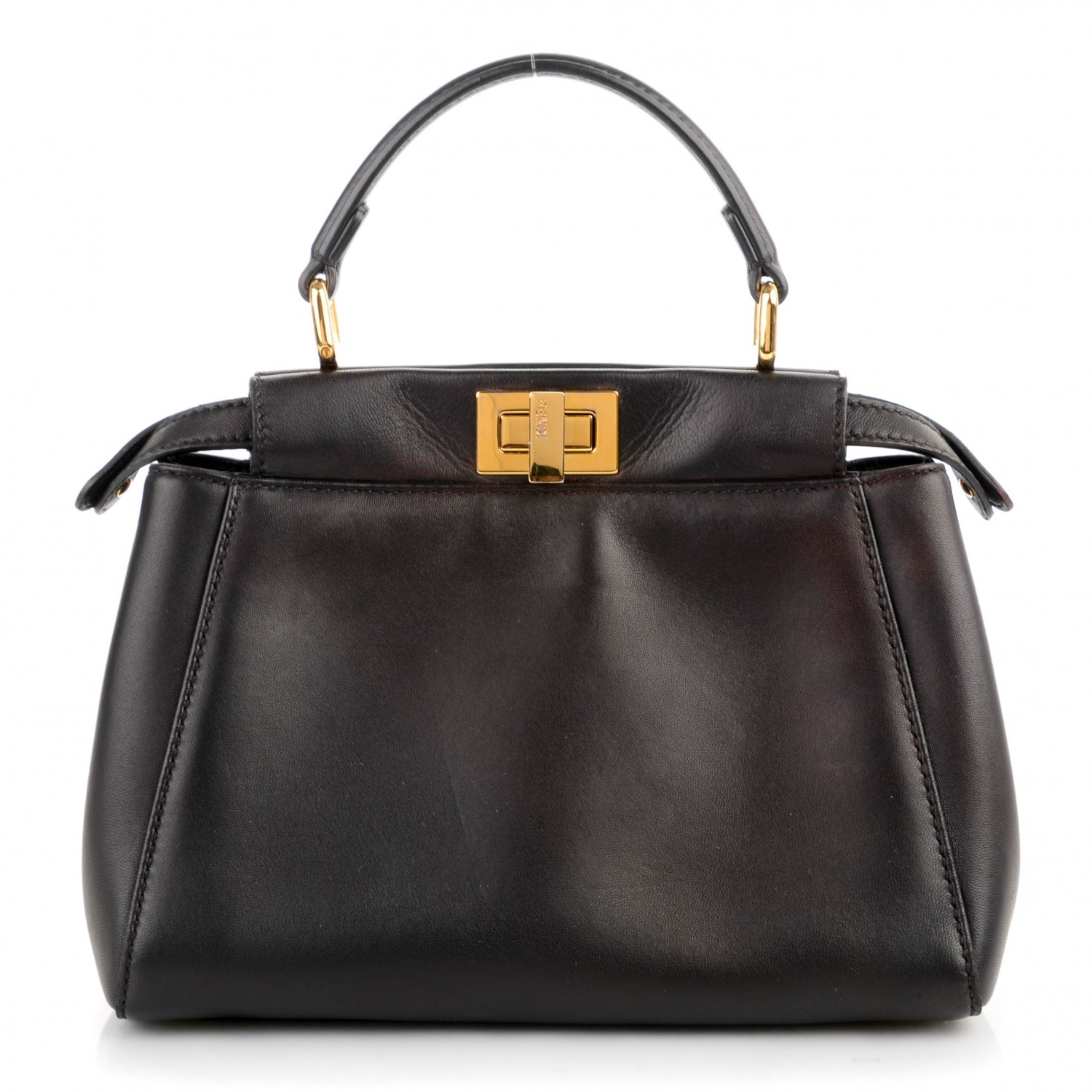 FENDI Nappa Mini Peekaboo Iconic Satchel Black 167992