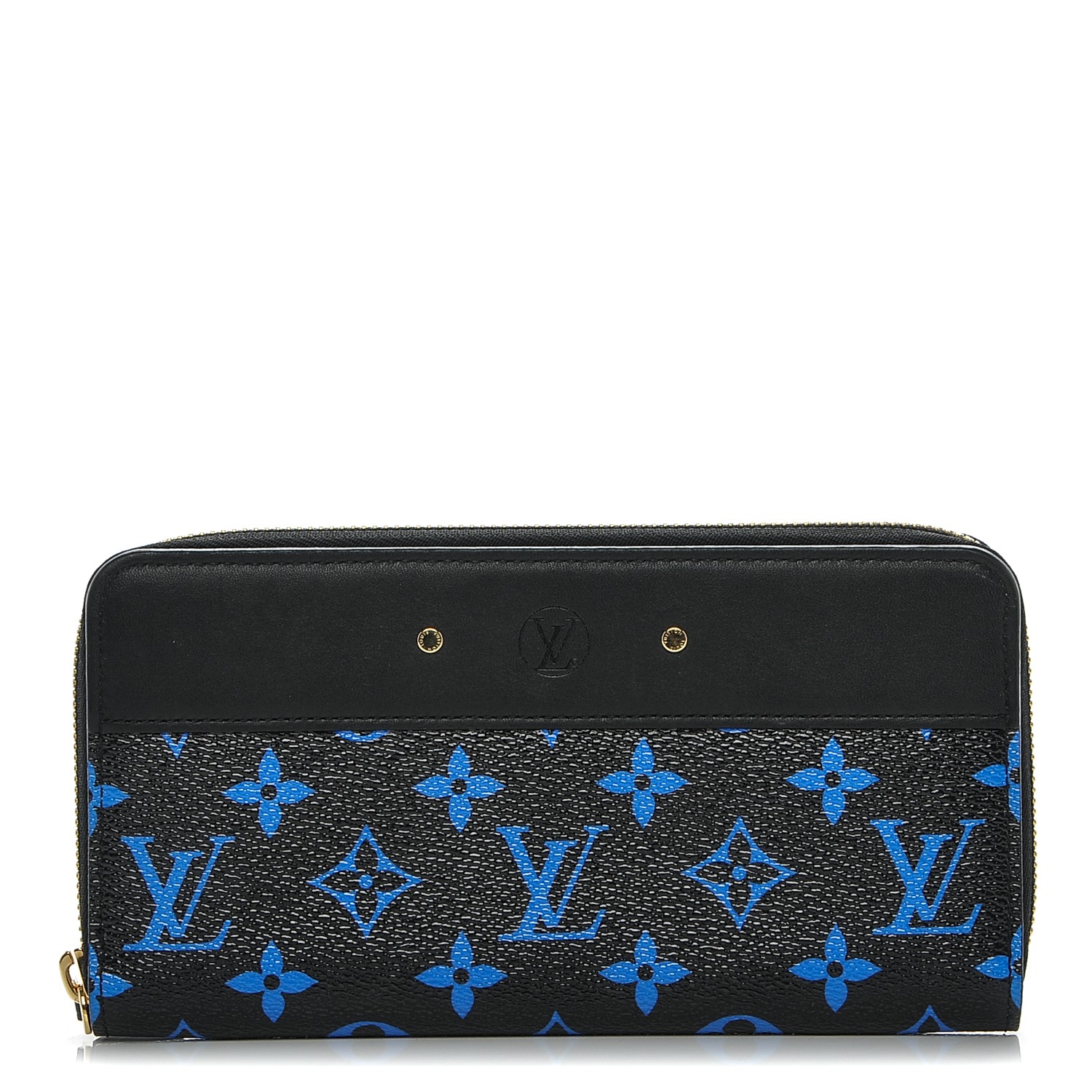 Louis Vuitton Calfskin Colored Monogram Zippy Wallet Blue Black 186479