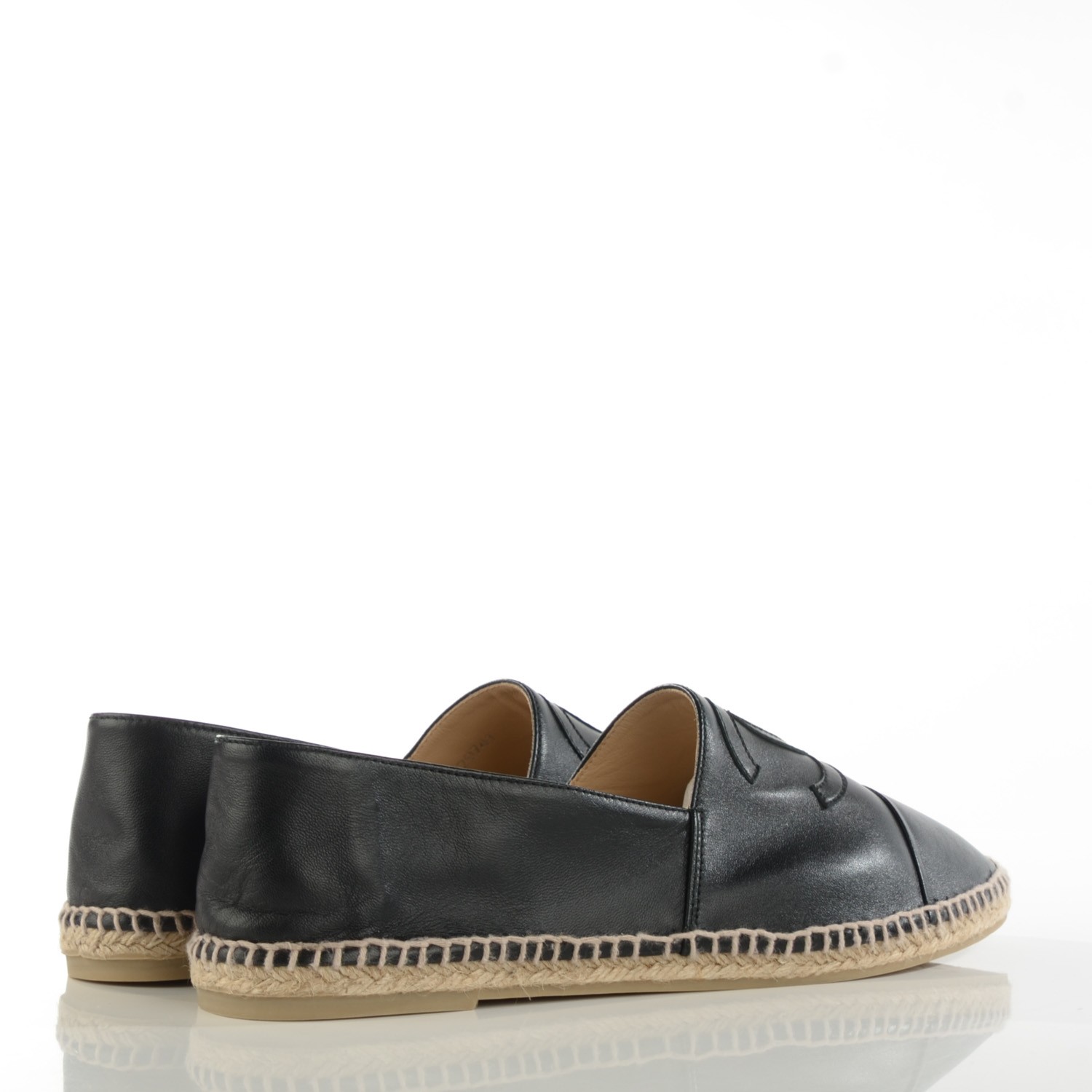 CHANEL Lambskin CC Mens Espadrilles 43 Black 125319