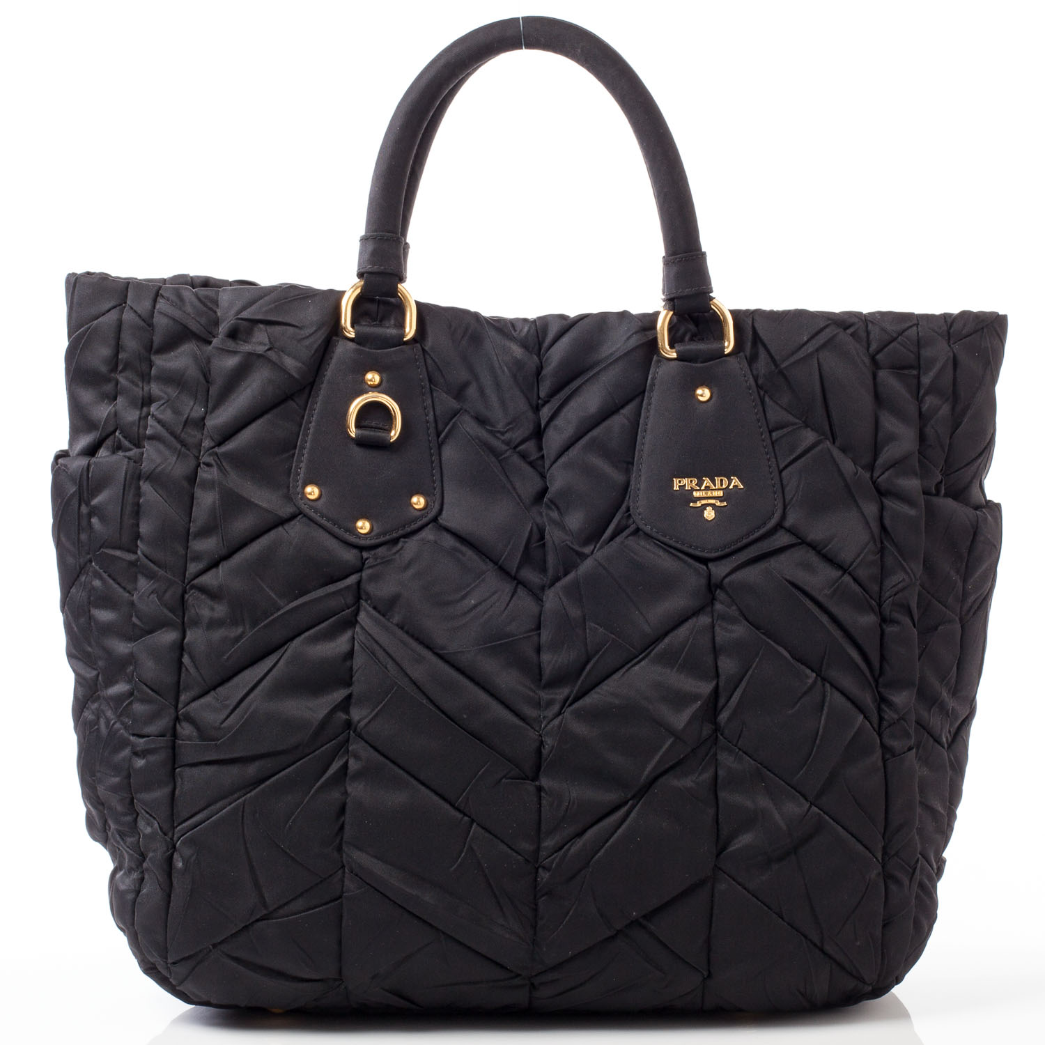 PRADA Tessuto Nylon Chevron Quilted Bag Nero Black 36682