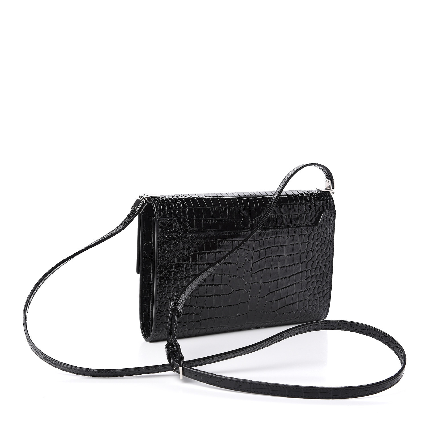 black croc uptown wallet bag