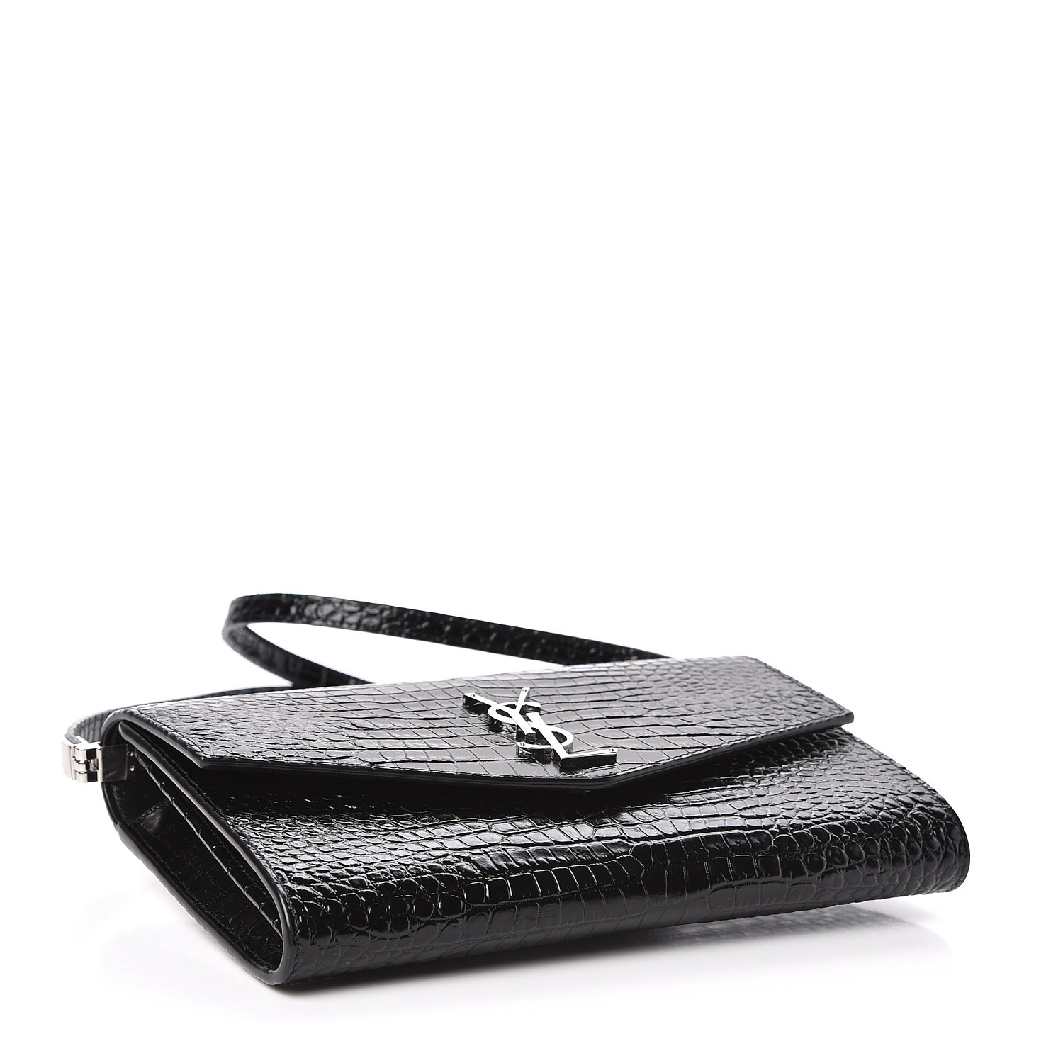 black croc uptown wallet bag