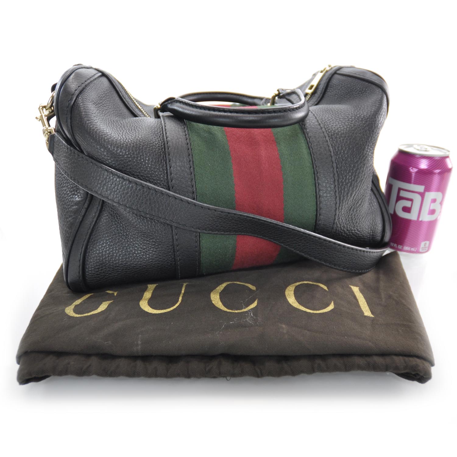 gucci black leather boston bag