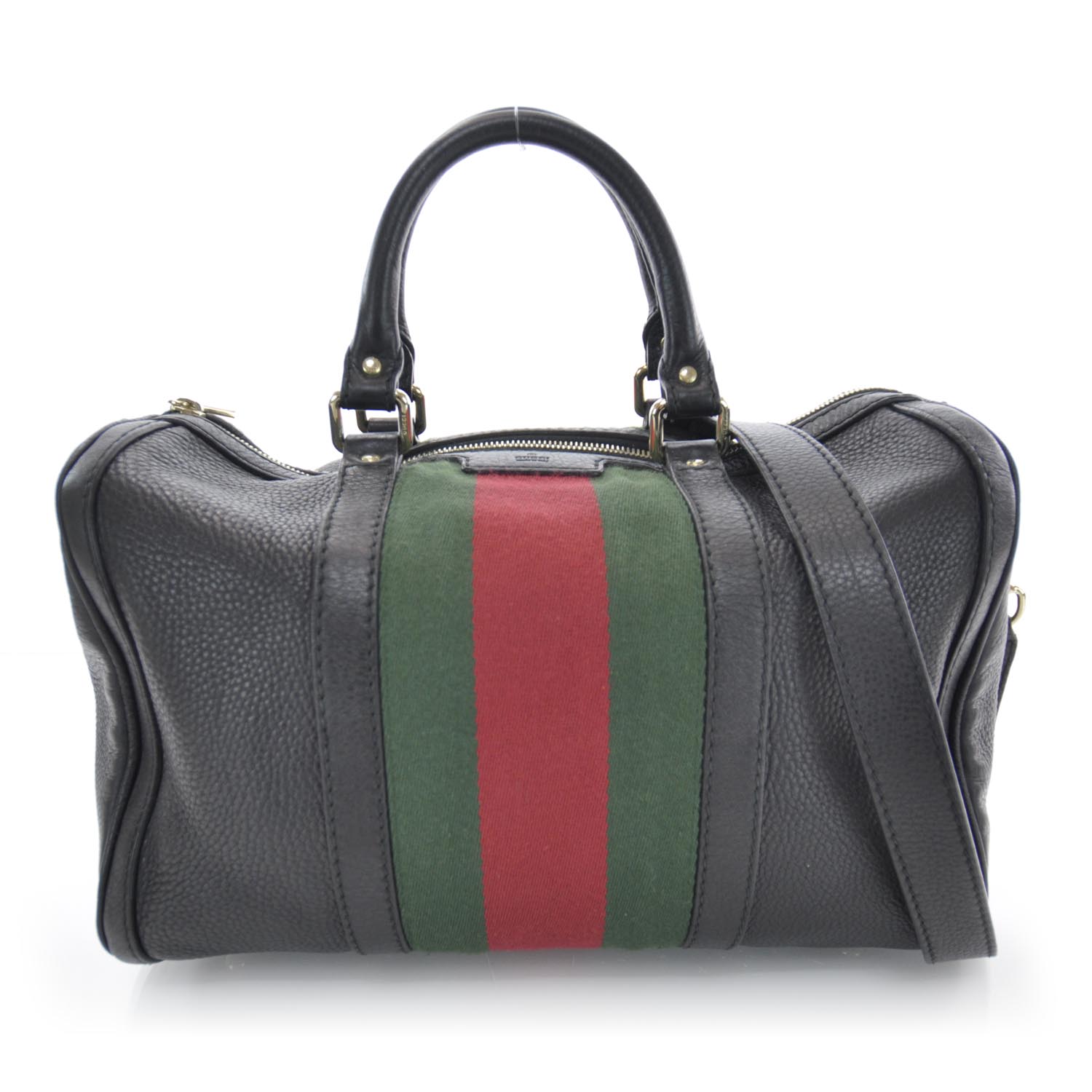 gucci black leather boston bag