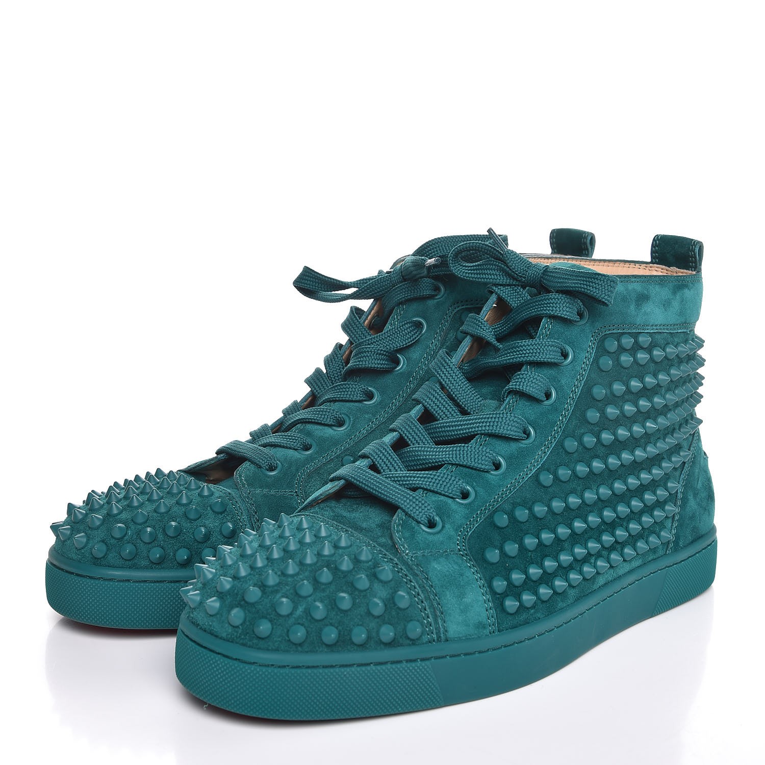 CHRISTIAN LOUBOUTIN Mens Suede Louis Spikes Flat Sneakers 43 Green ...