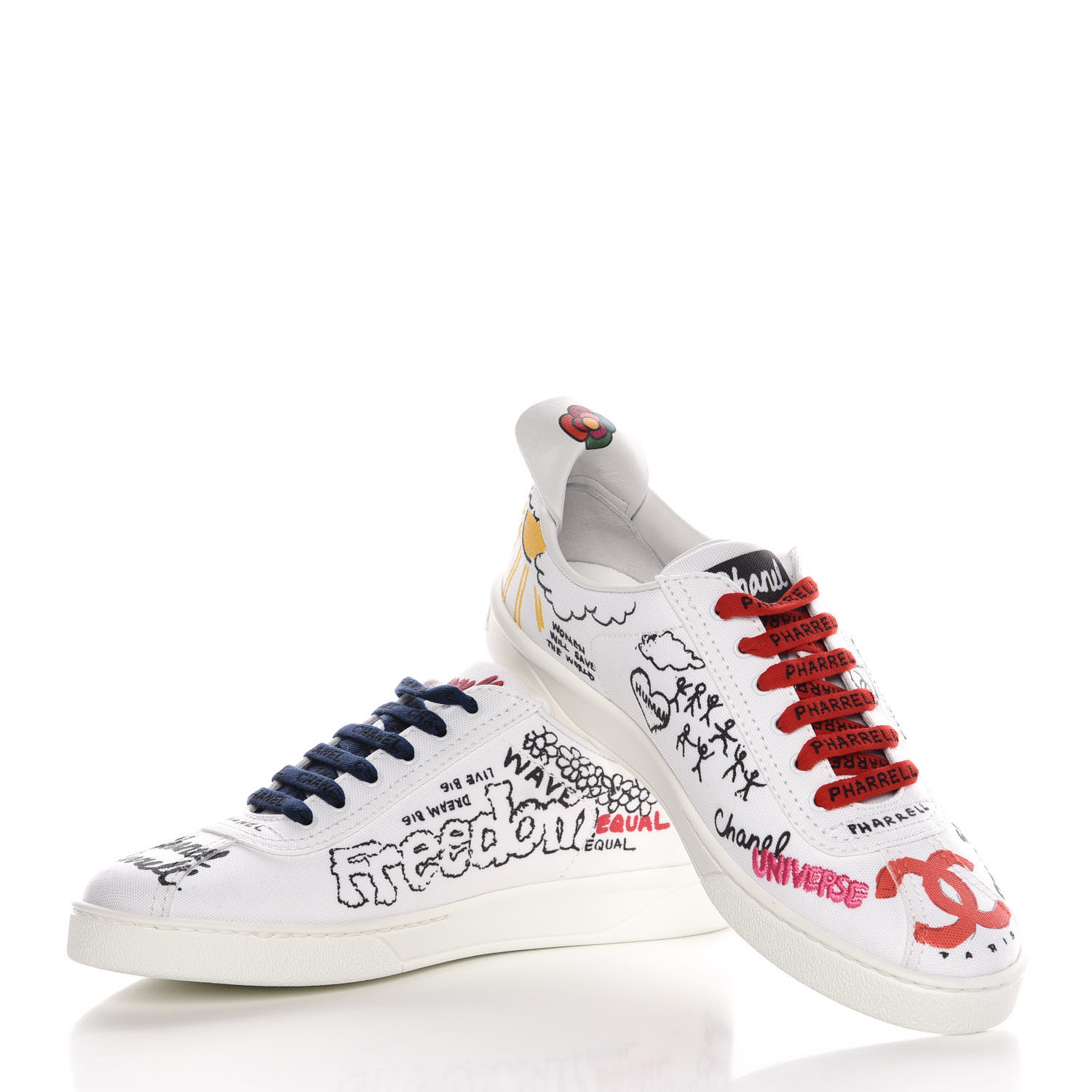 CHANEL x Pharrell Williams Canvas Womens Sneakers 38 White 360590 ...