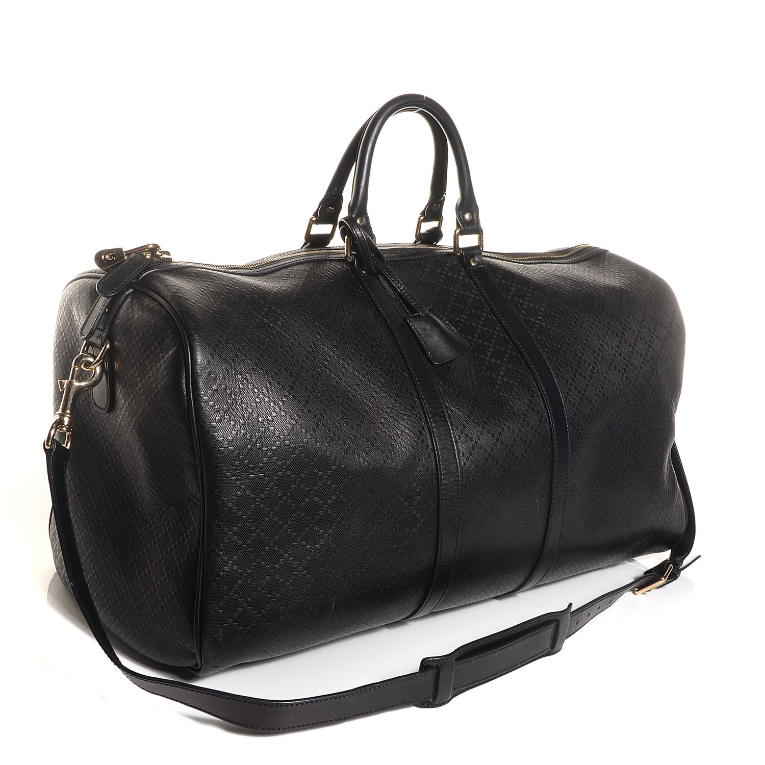 GUCCI Diamante Leather Large Carry On Duffle Black 88252