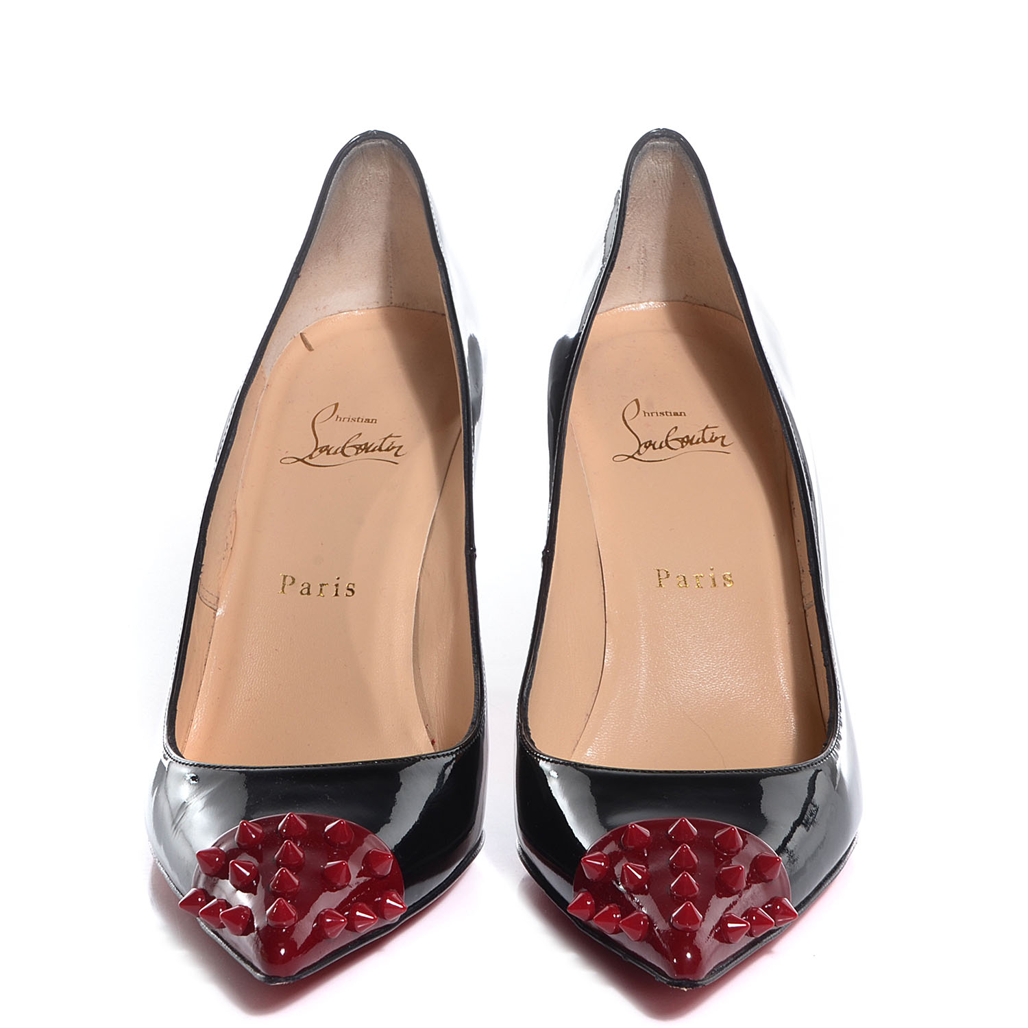 CHRISTIAN LOUBOUTIN Patent Geo 85 Pumps 40 Black Red 78276 | FASHIONPHILE