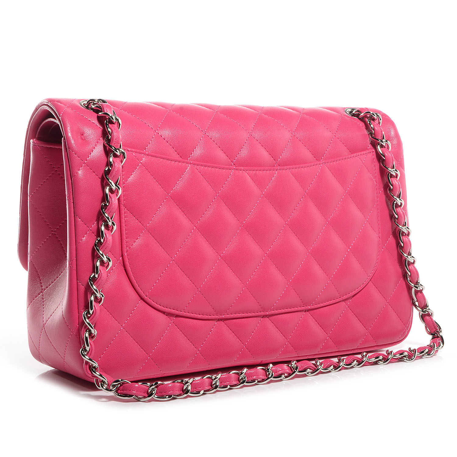 CHANEL Lambskin Jumbo Double Flap Dark Pink 74743