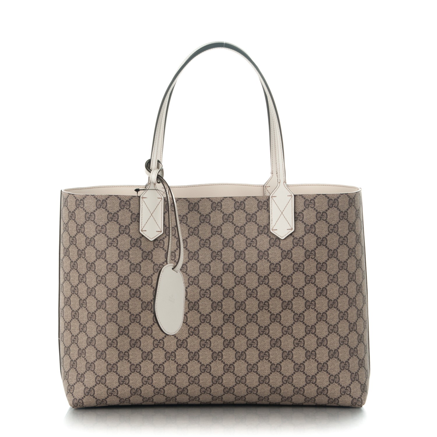 GUCCI Textured Calfskin GG Supreme Monogram Medium Reversible GG Tote ...