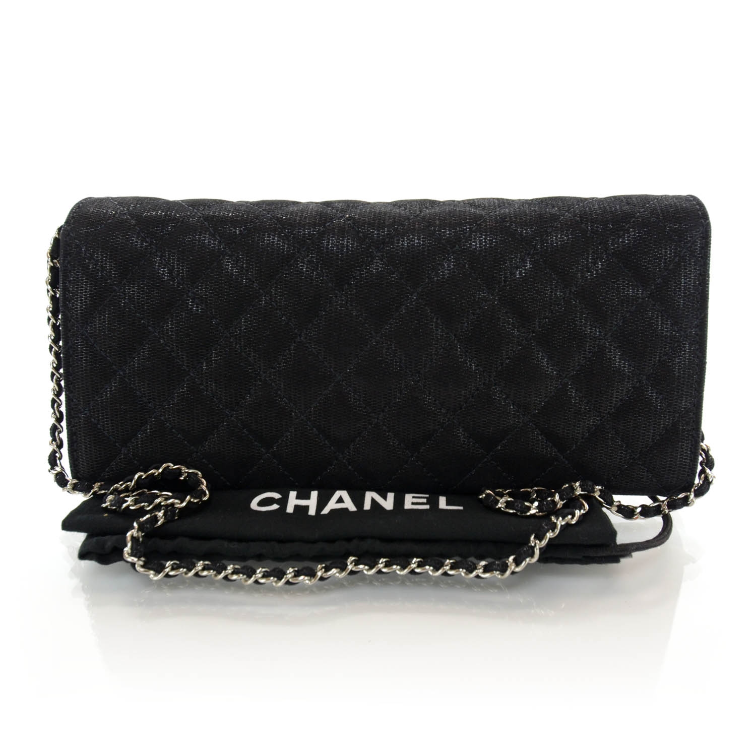 CHANEL Woven Calfskin Clutch Bag Black 37771