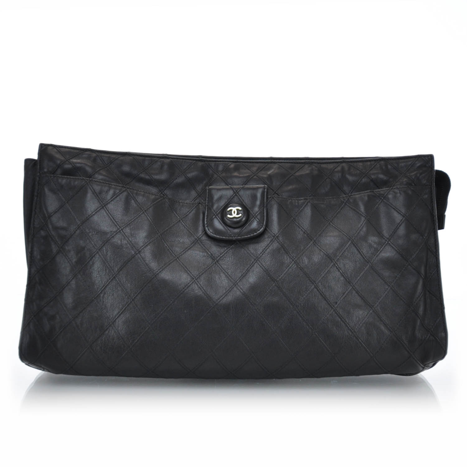 CHANEL Lambskin Oversized Clutch Black 30908