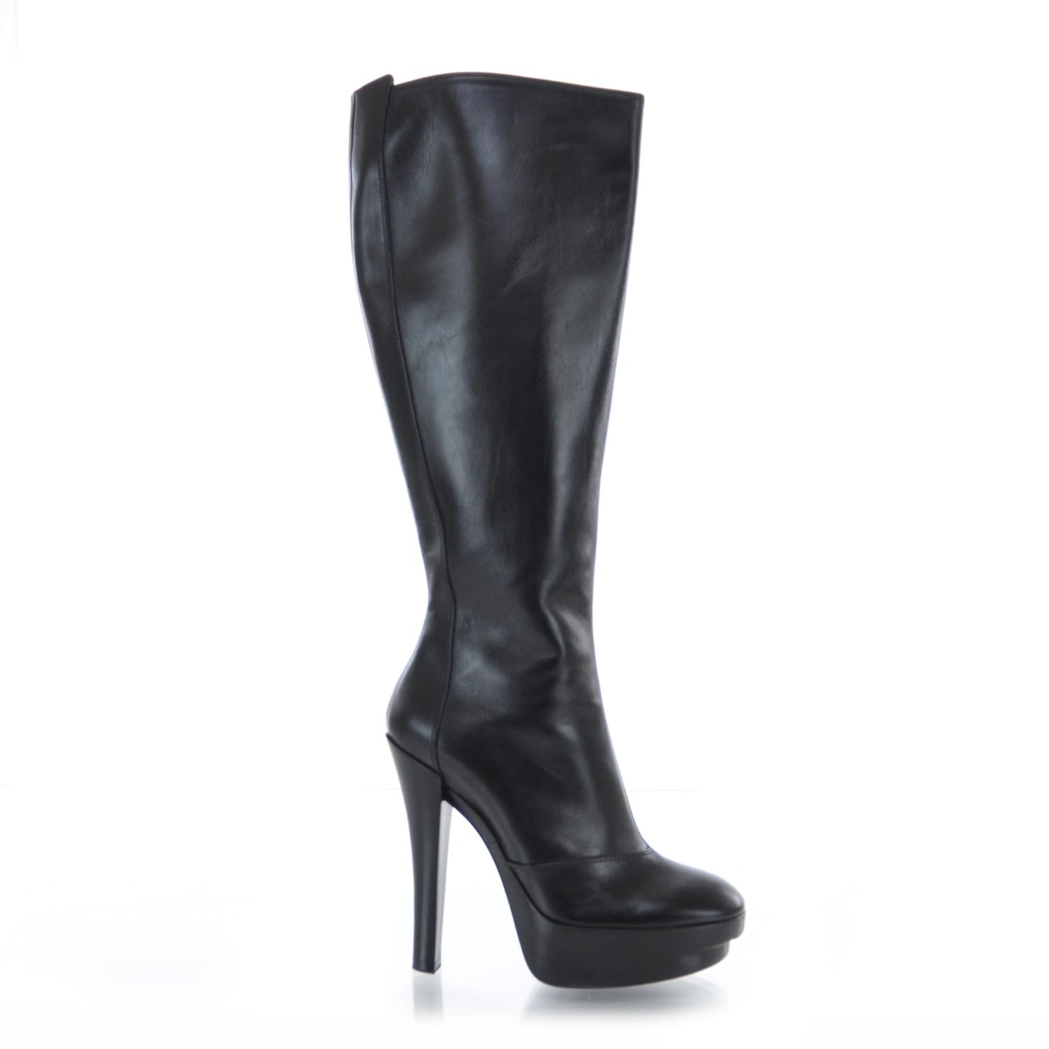 LOUIS VUITTON Leather Black High Heel Ankle Boots 35.5 30905