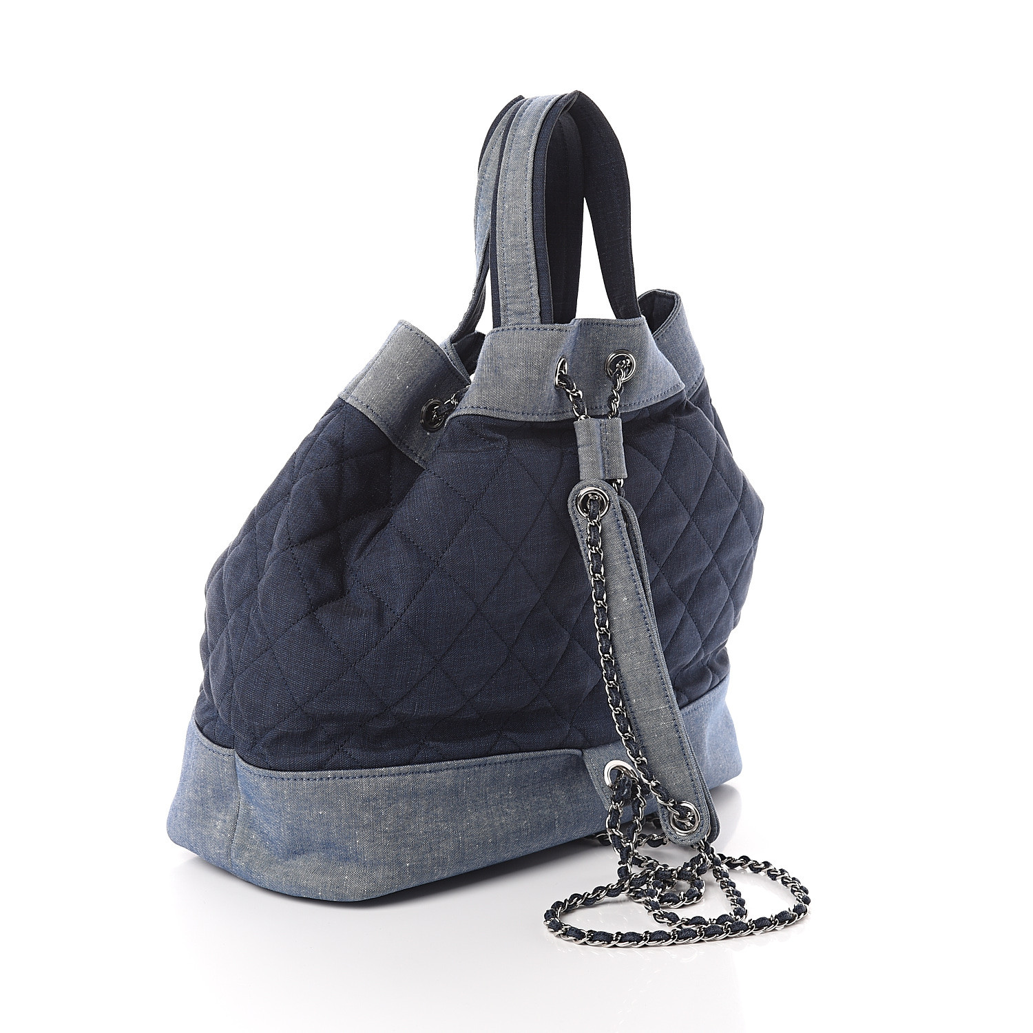 chanel blue quilted bag