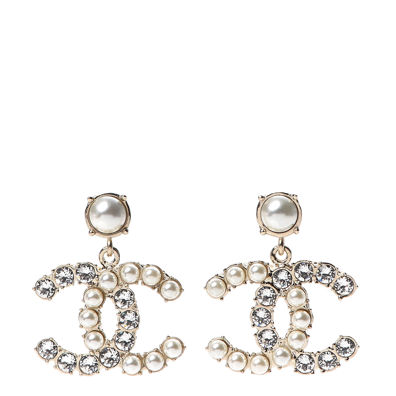 chanel crystal and pearl earrings