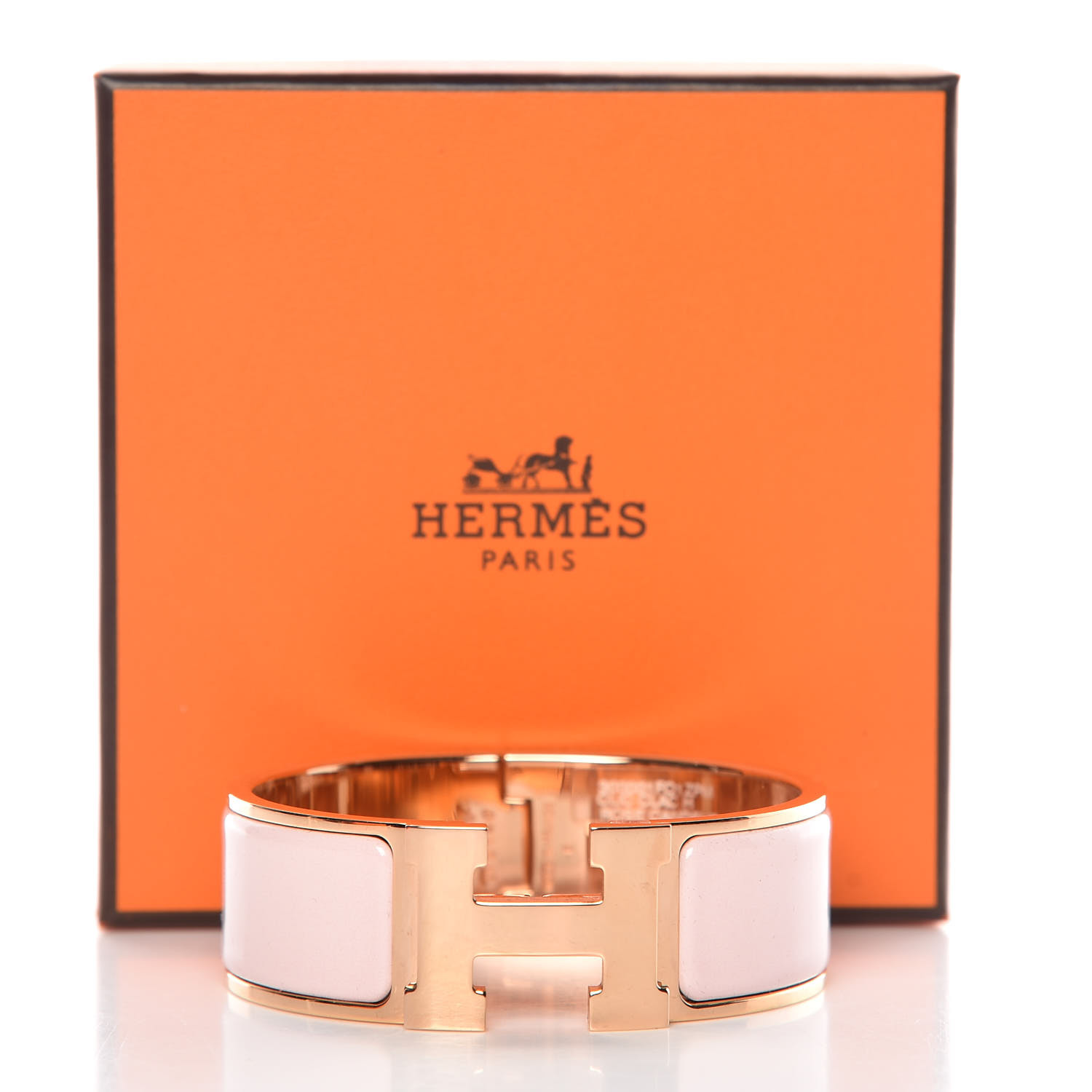 HERMES Enamel Wide Clic Clac H PM Bracelet Rose Candeur 373086 ...