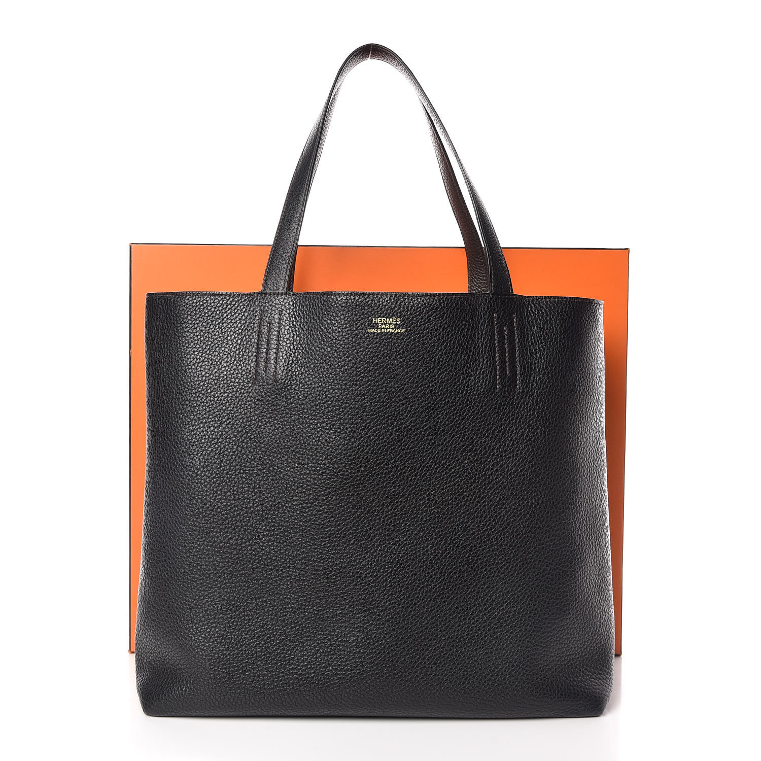  HERMES  Taurillon Clemence Double  Sens  36 Reversible Tote 