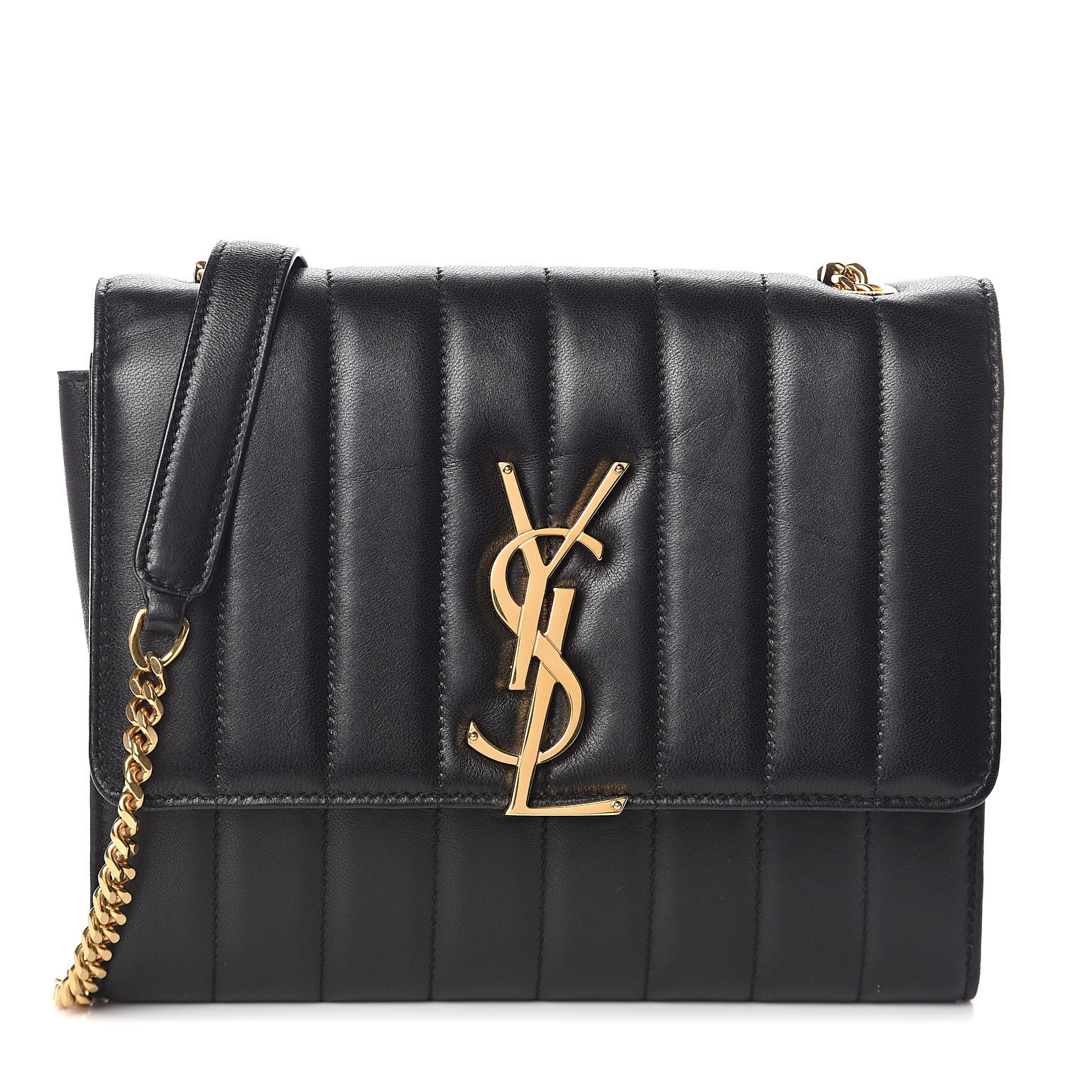 vicky chain wallet in quilted patent leather