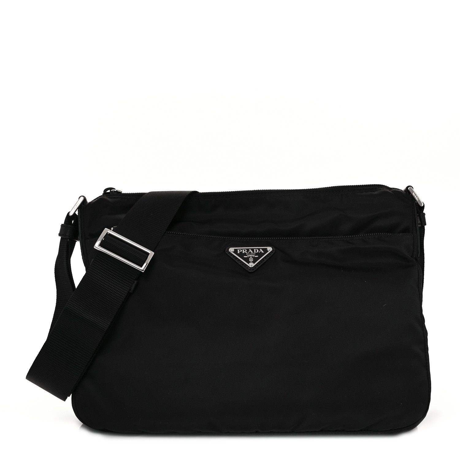 prada black nylon messenger bolsa