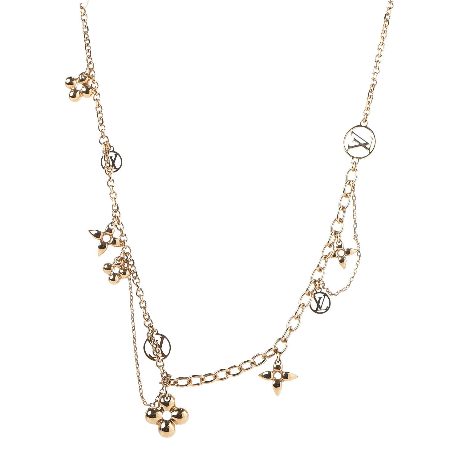 LOUIS VUITTON Metal Blooming Supple Necklace Gold 1073608