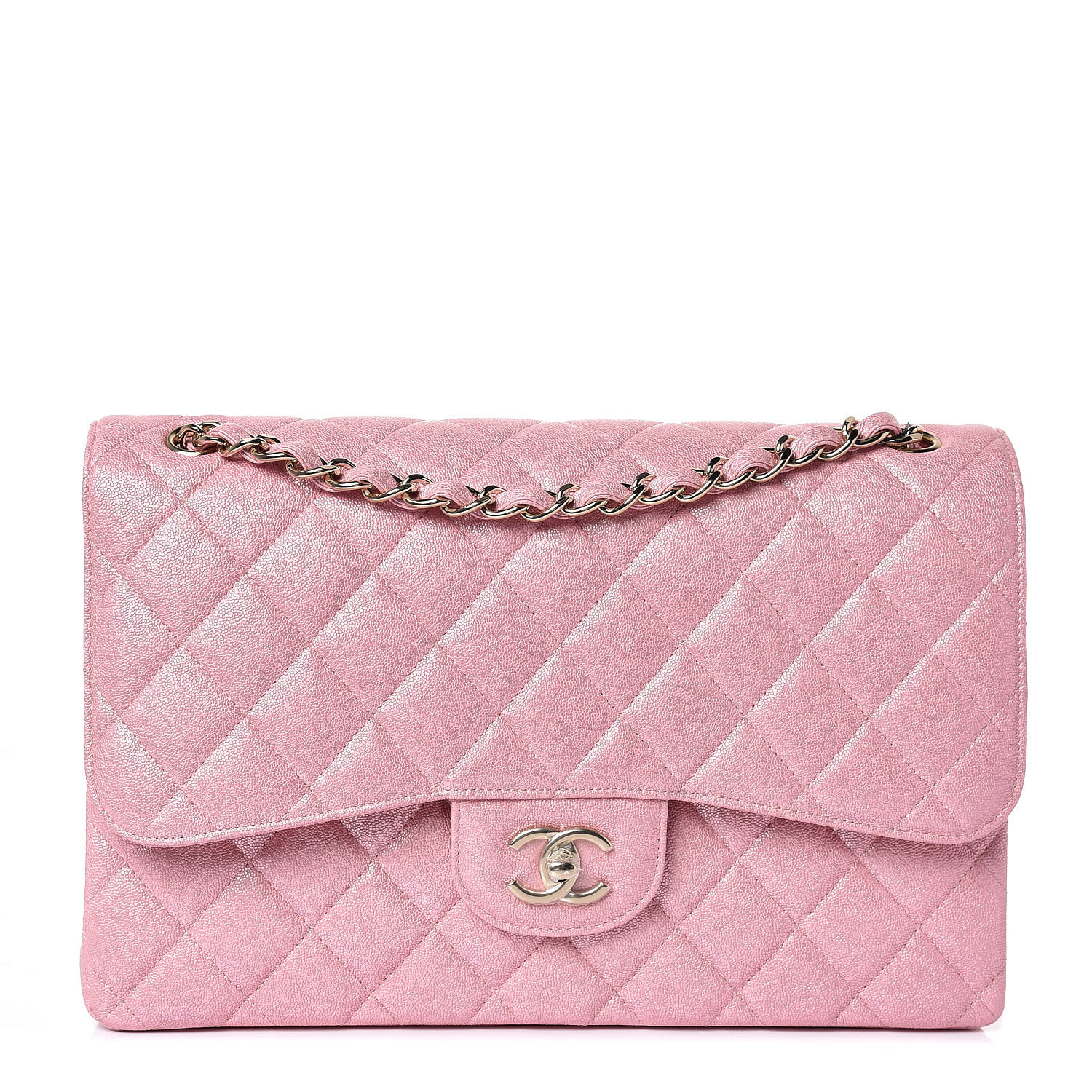 chanel iridescent pink flap bag