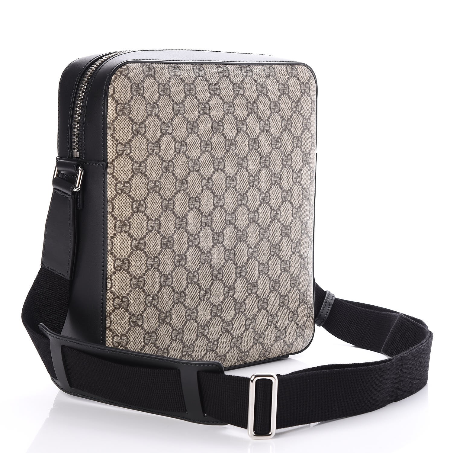 GUCCI GG Supreme Monogram Flat Messenger Bag Black 259549