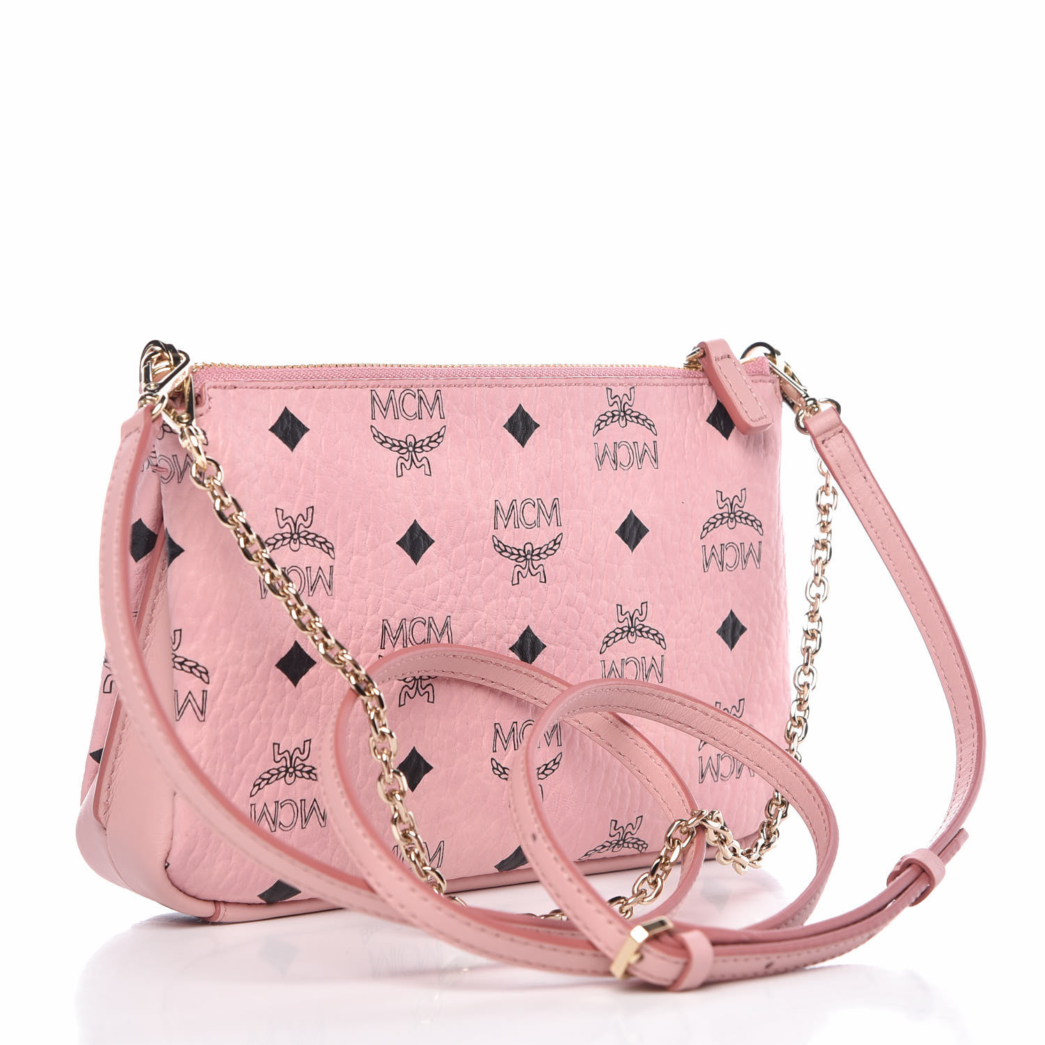 mcm millie top zip shoulder bag in visetos