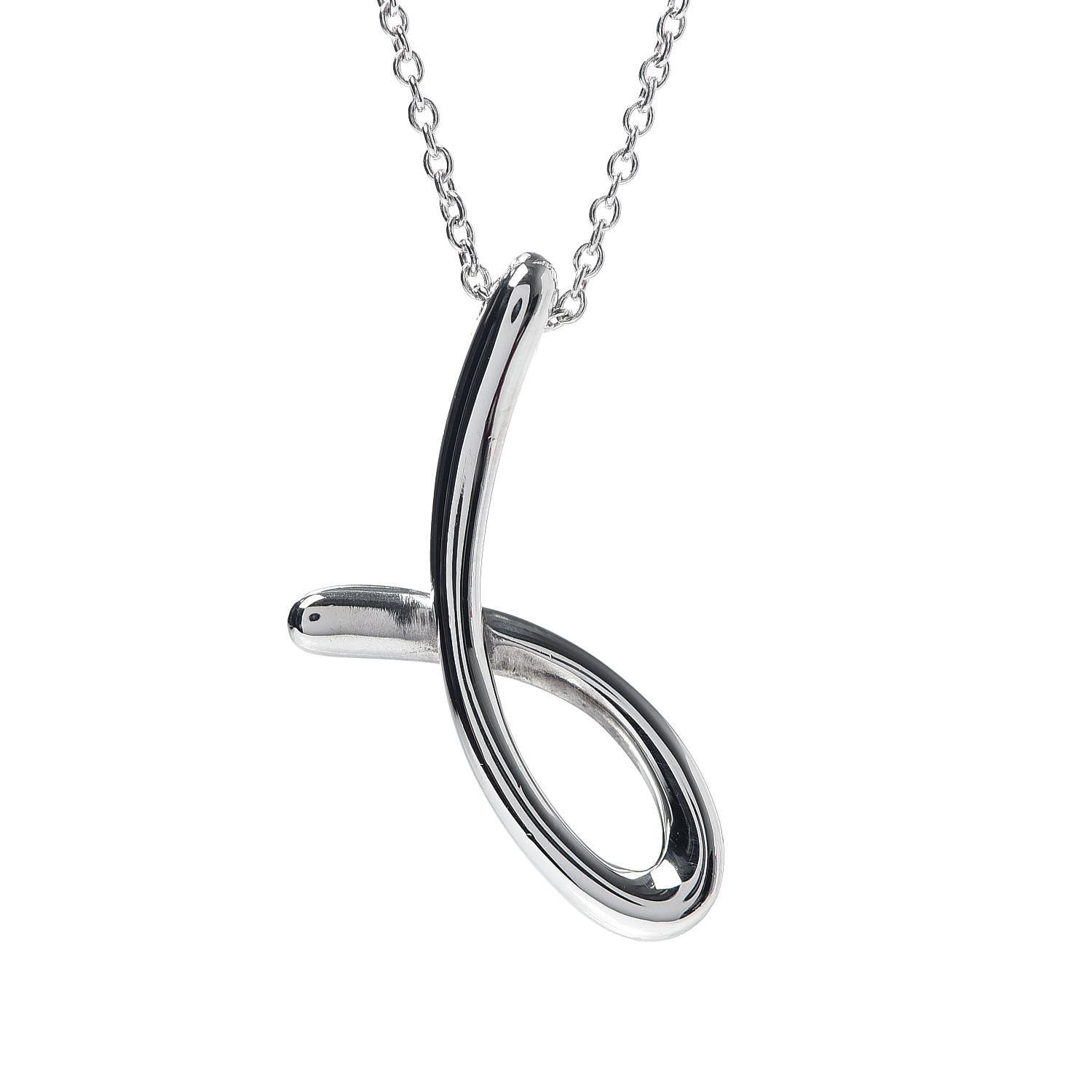 TIFFANY Sterling Silver Elsa Peretti Letter J Pendant Necklace 521968