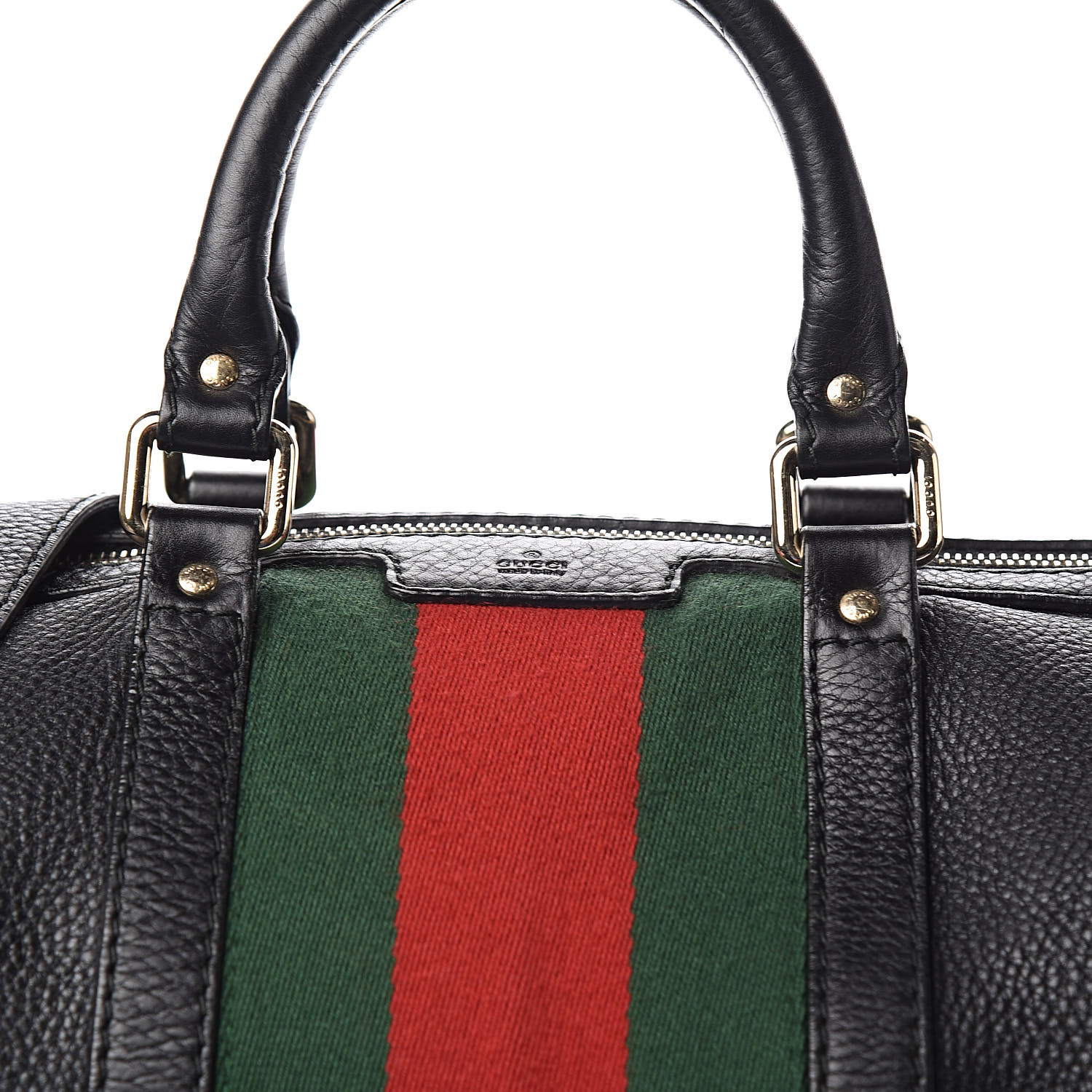 gucci vintage web black leather boston bag