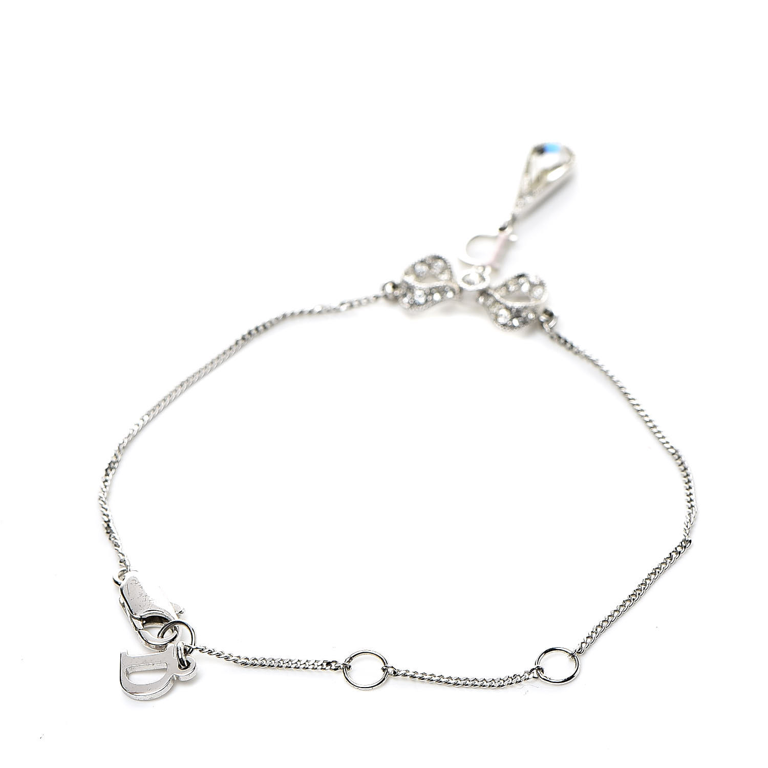 CHRISTIAN DIOR Metal Bow Bracelet Silver 521754