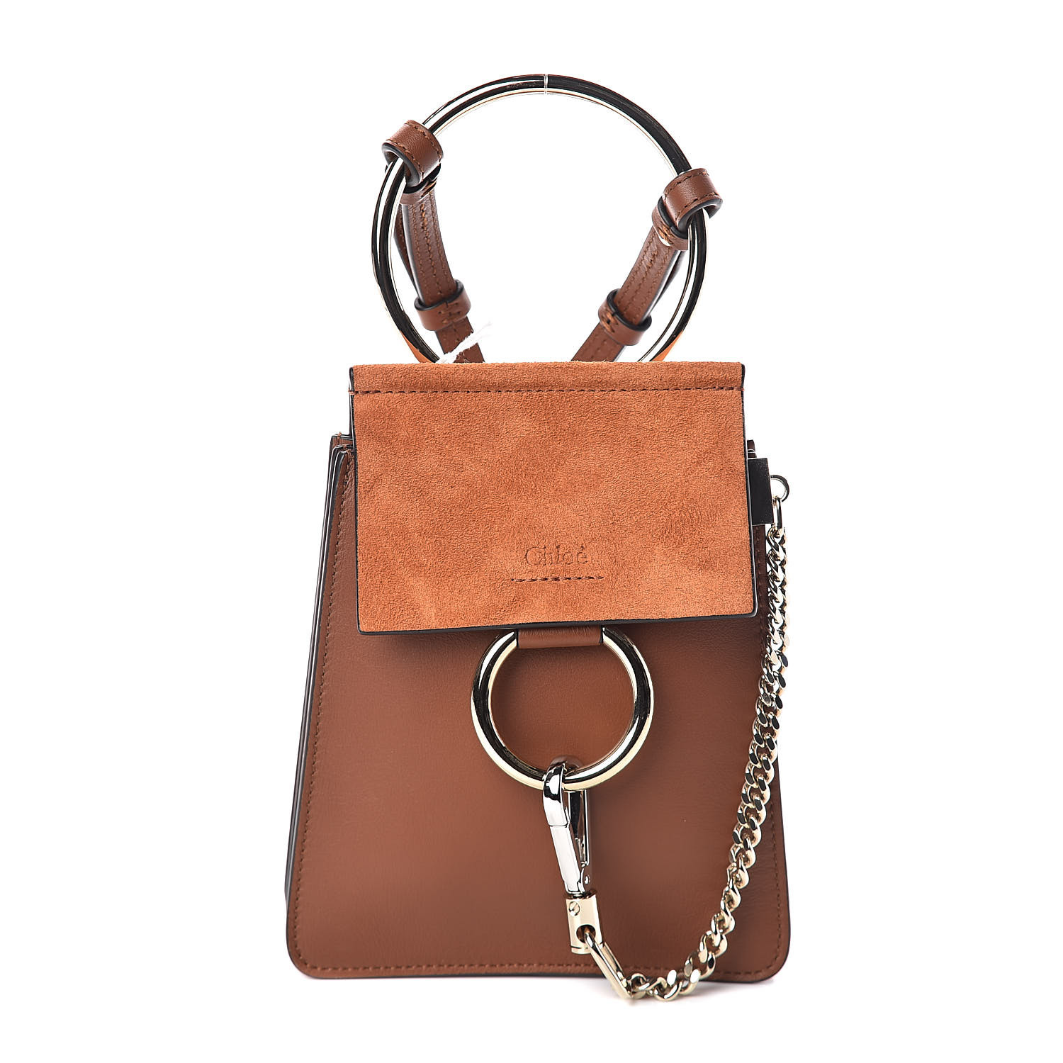 Chloe Suede Calfskin Mini Faye Bracelet Bag Tobacco 5494