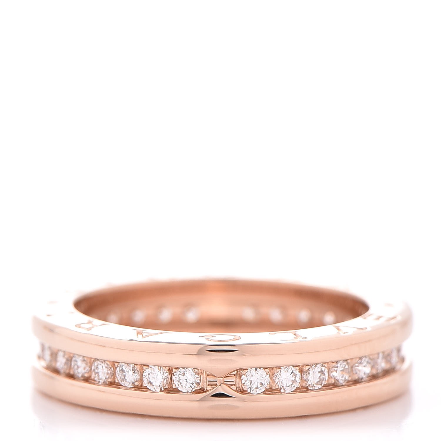 Bulgari 18k Rose Gold Diamond Pave B Zero1 One Band Ring 52 6 2484
