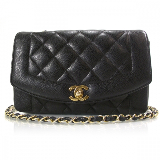 CHANEL Caviar Quilted Shoulder Bag Black 16264