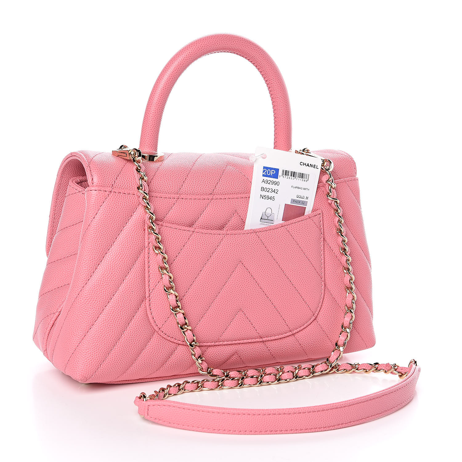 Chanel Caviar Chevron Quilted Mini Coco Handle Flap Pink Fashionphile