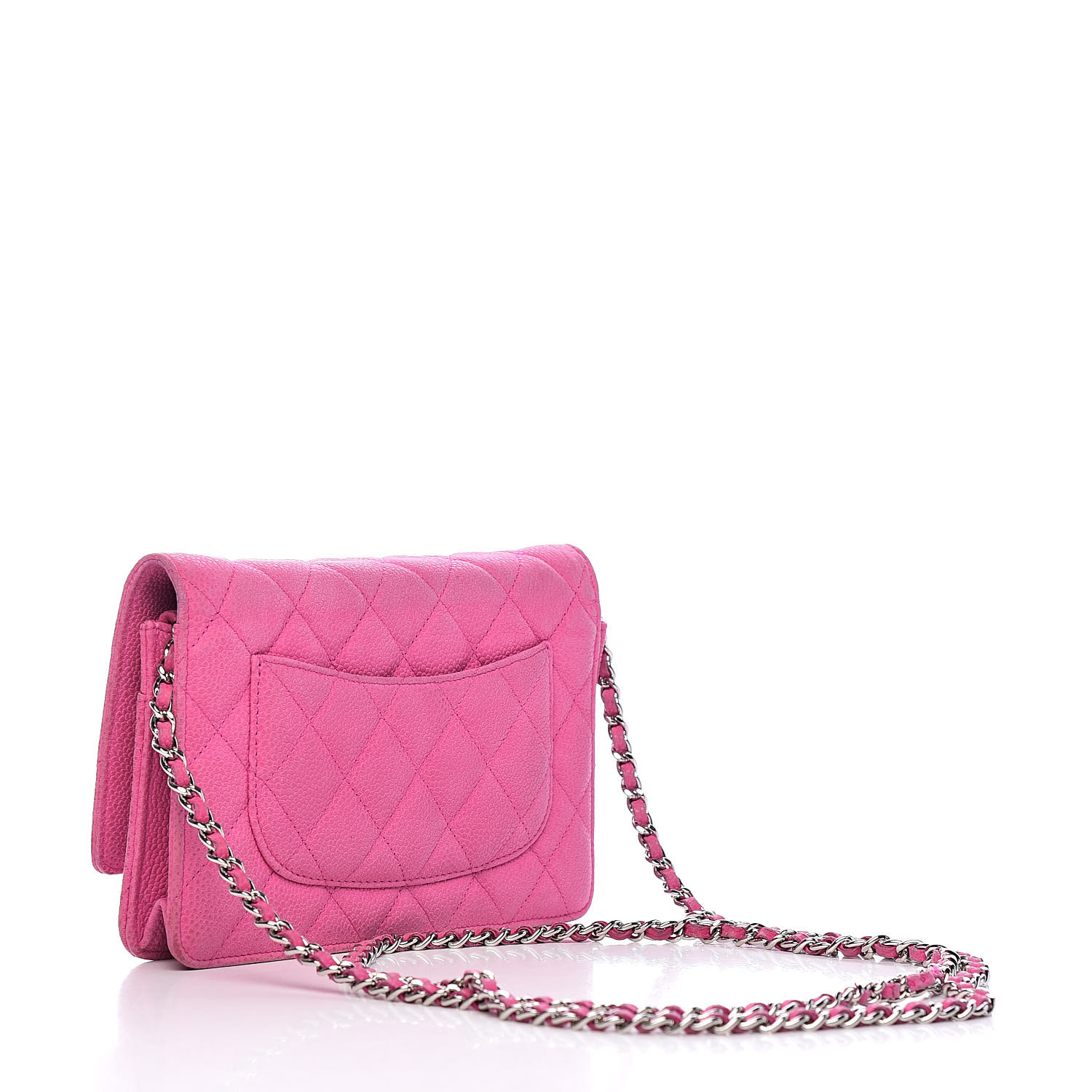 CHANEL Iridescent Caviar Quilted Wallet on Chain WOC Pink 504509