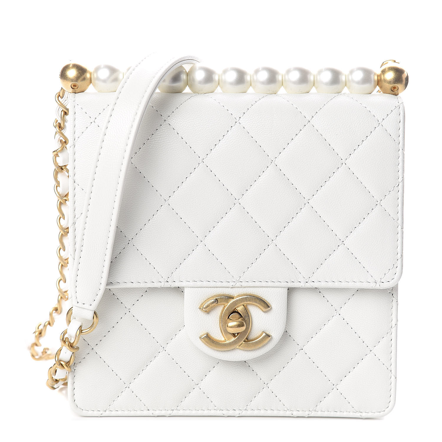 white and gold chanel bag