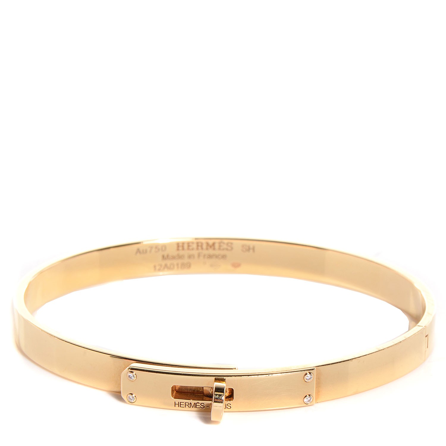 HERMES 18K Yellow Gold Kelly PM Bangle Small 88302