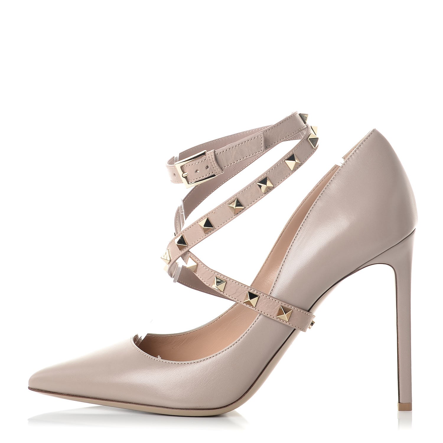 valentino rockstud ankle strap court heels