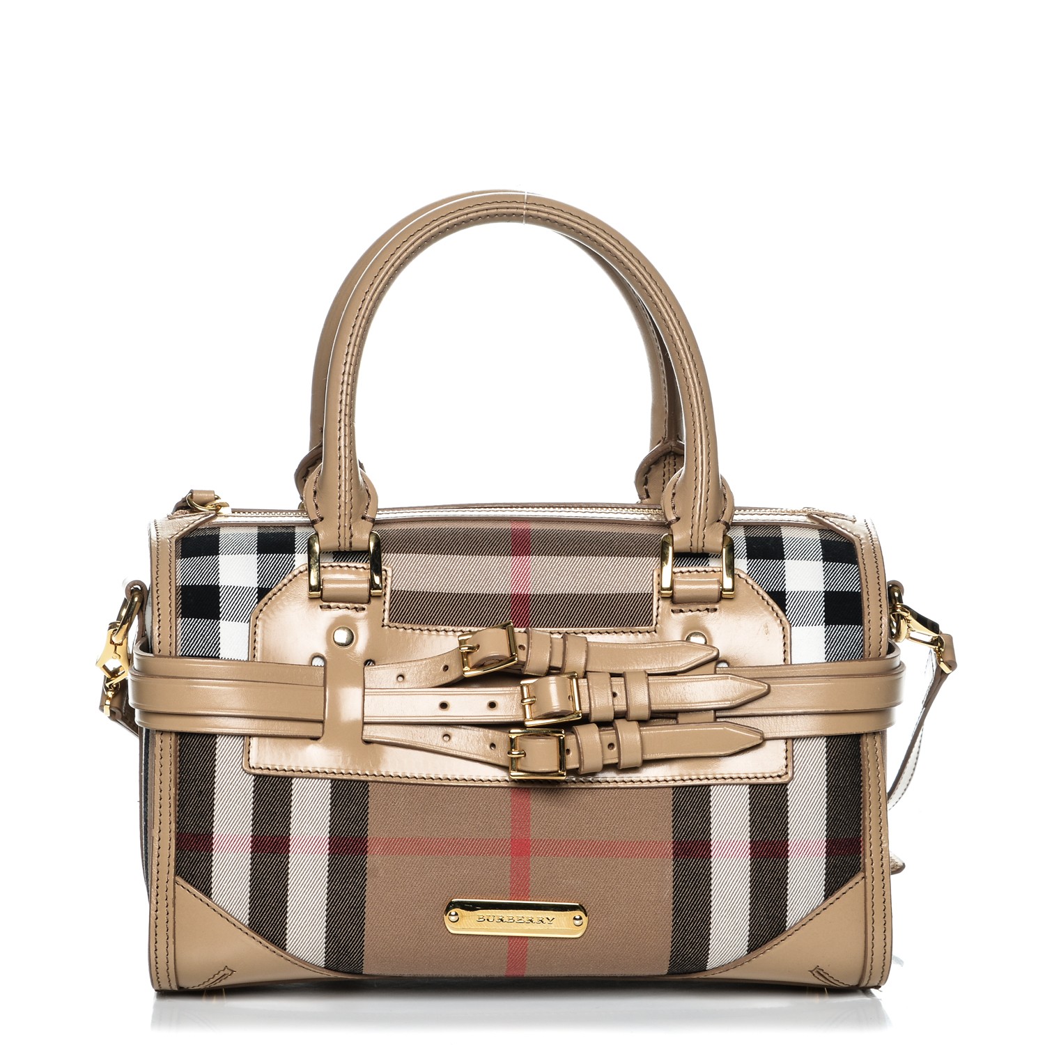 BURBERRY House Check Bridle Medium Alchester Bowling Bag Trench 191086