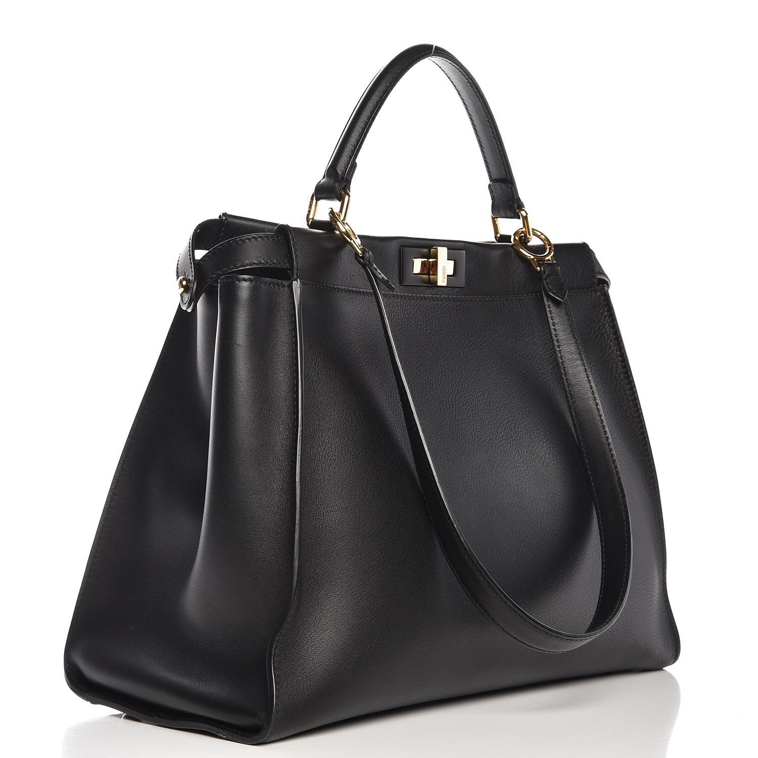 FENDI Calfskin Large Peekaboo Iconic Satchel Black 276814 | FASHIONPHILE