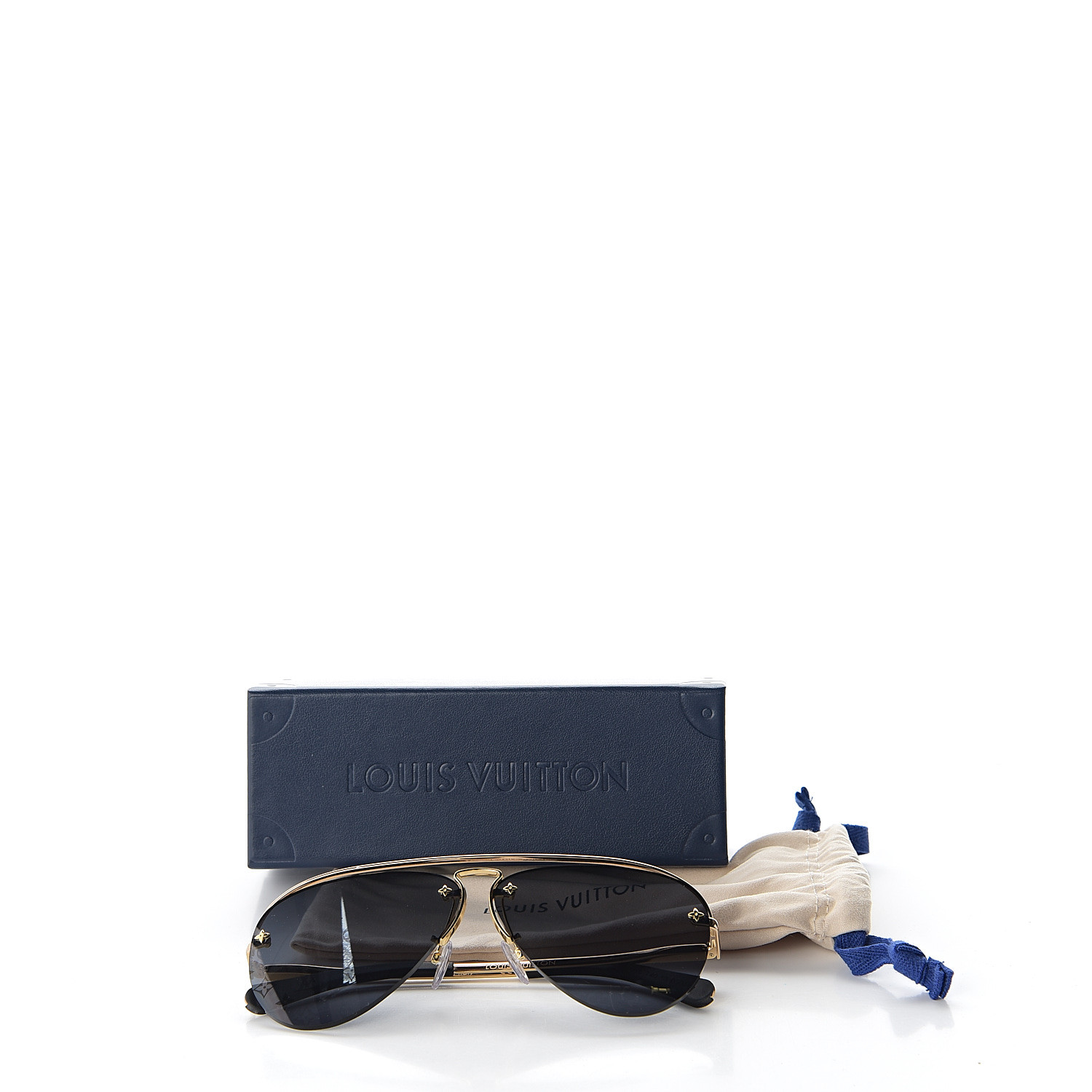 LOUIS VUITTON Monogram Grease Sunglasses Z1366E Gold 1044931