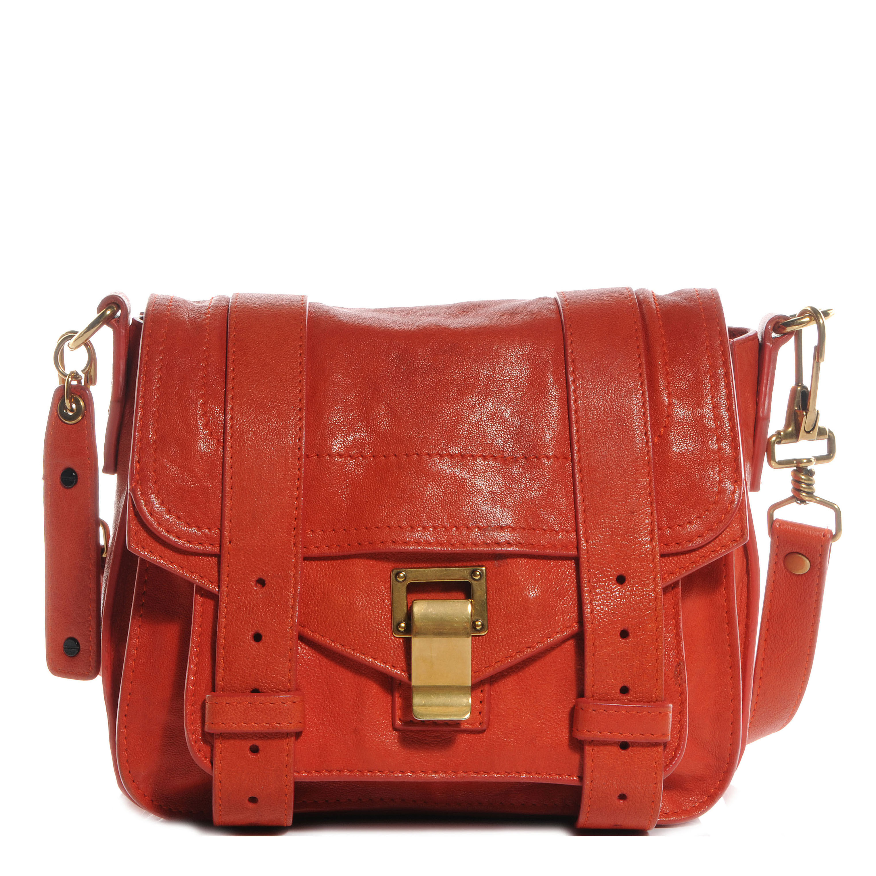 PROENZA SCHOULER Leather PS1 Mini Pouch Messenger Bag Orange 64955