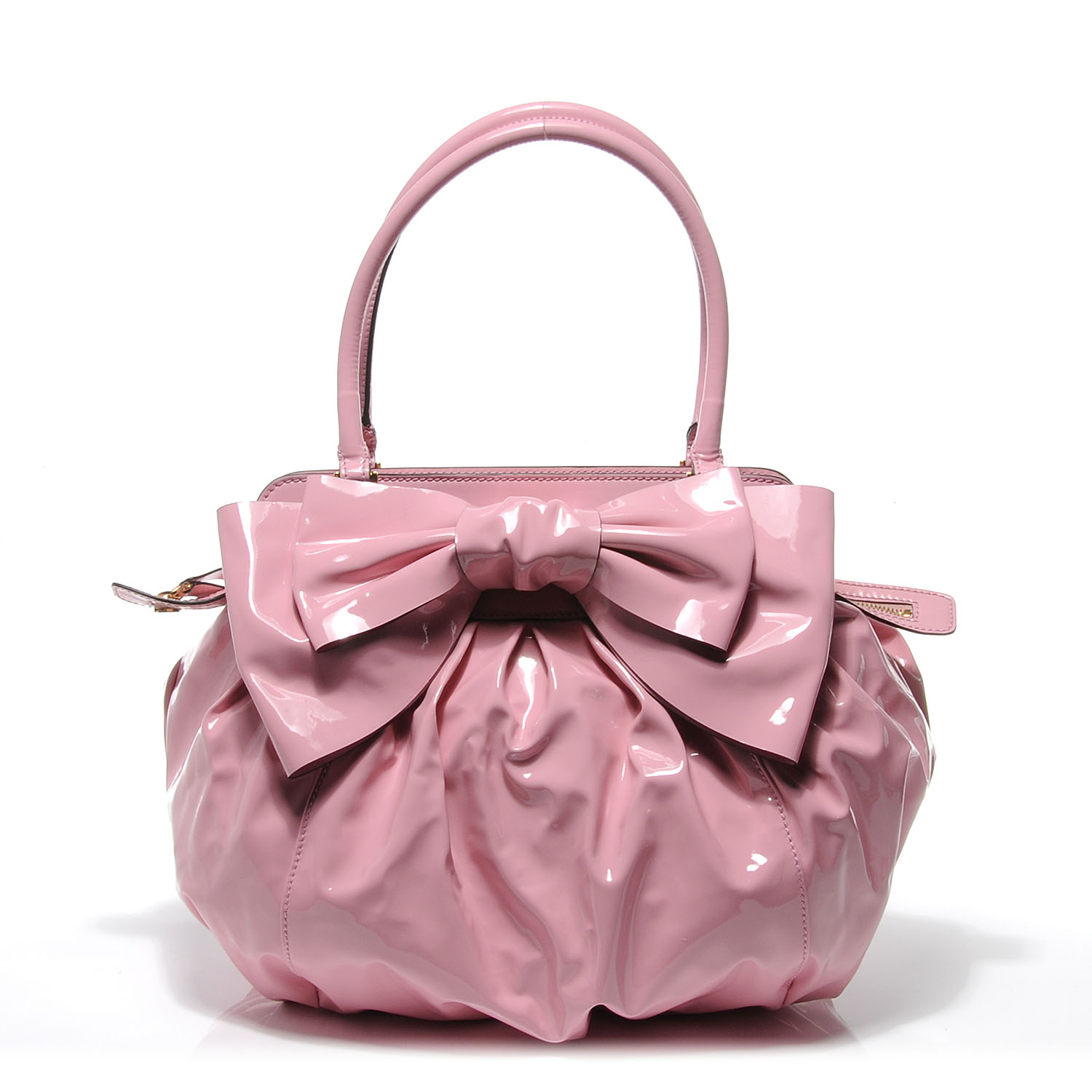 VALENTINO Patent Lacca Double Handle Bow Bag Light Pink 54873